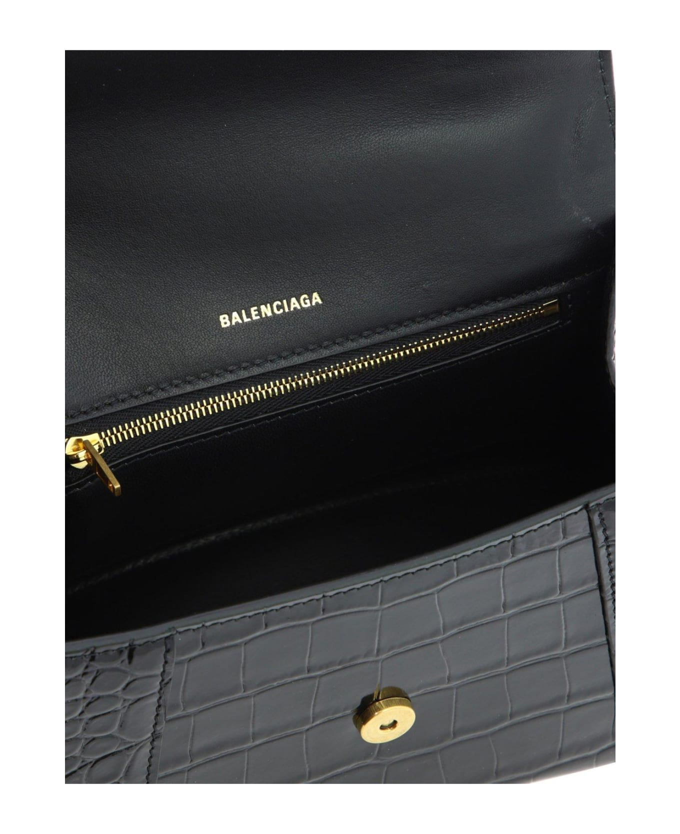 Balenciaga Hourglass Embossed Small Handbag - Nero