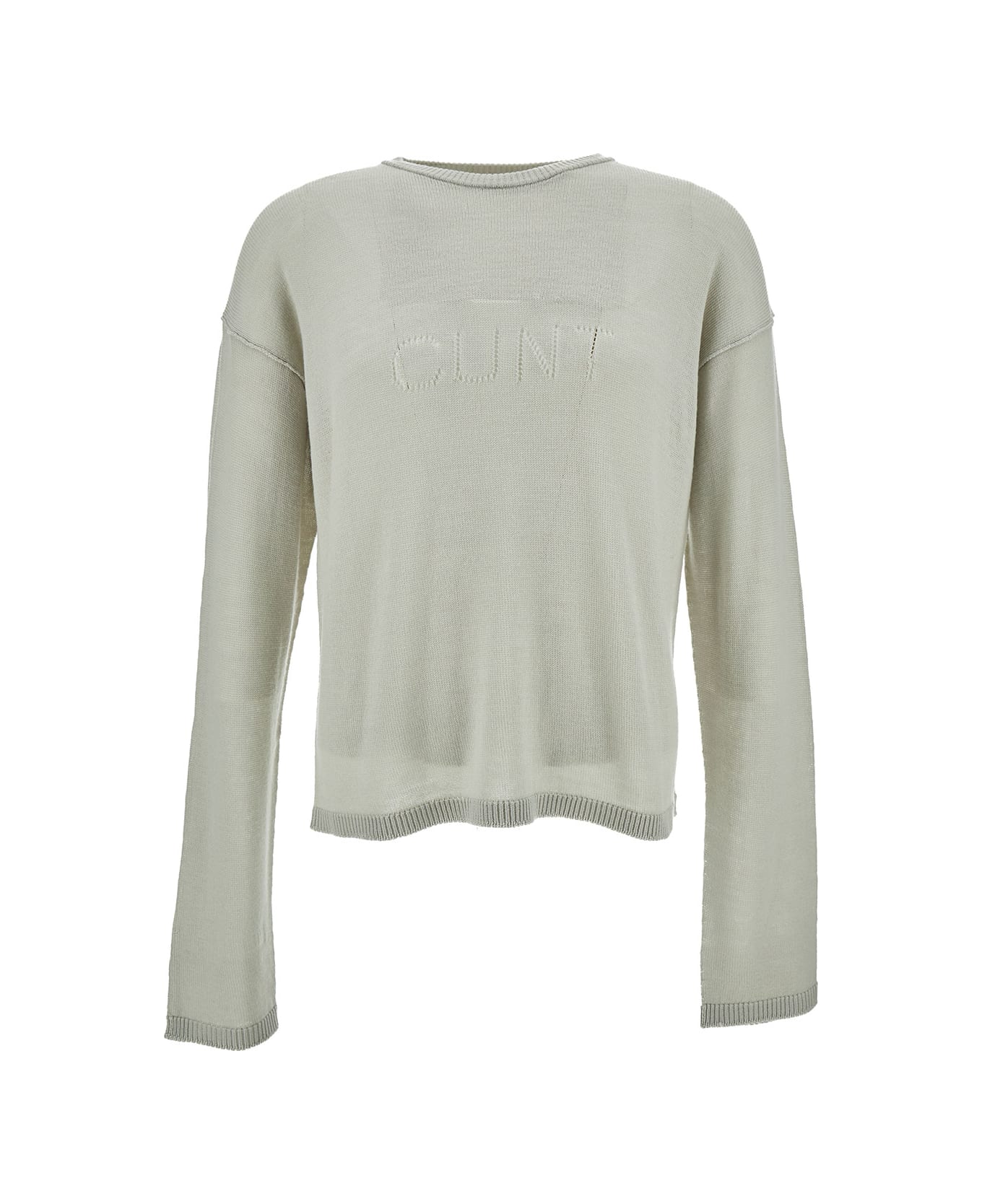 Rick Owens Grey Long Sleeve Top With Cunt Writing In Wool Man - Grey ニットウェア