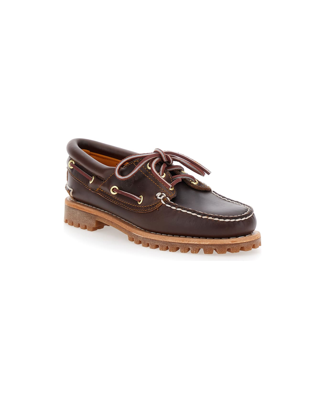 Timberland 
nordeen
 Brown Loafers With Embossed Logo On The Side In Leather Woman - Brown