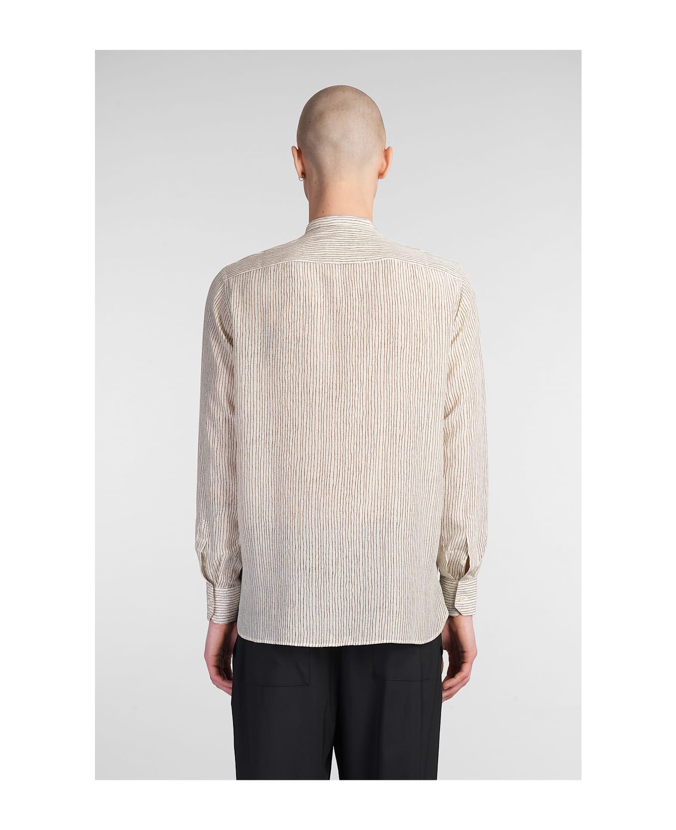 Laneus Shirt In Beige Silk - beige