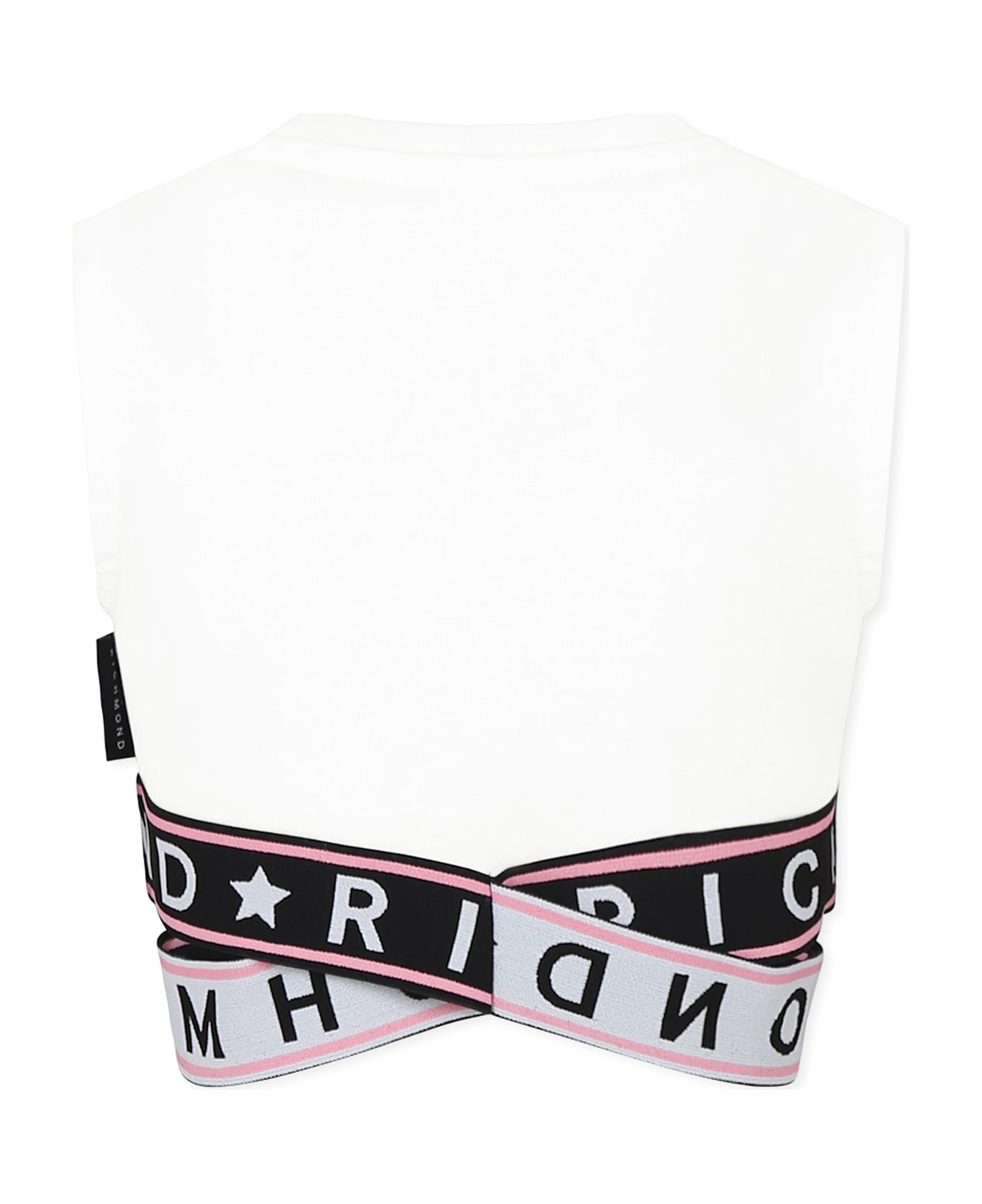 Richmond White Crop Top For Girl With Logo - White