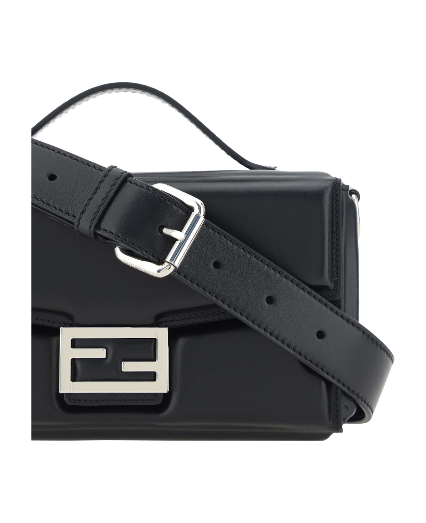 Fendi Soft Trunk Baguette Bag - Nero+palladio