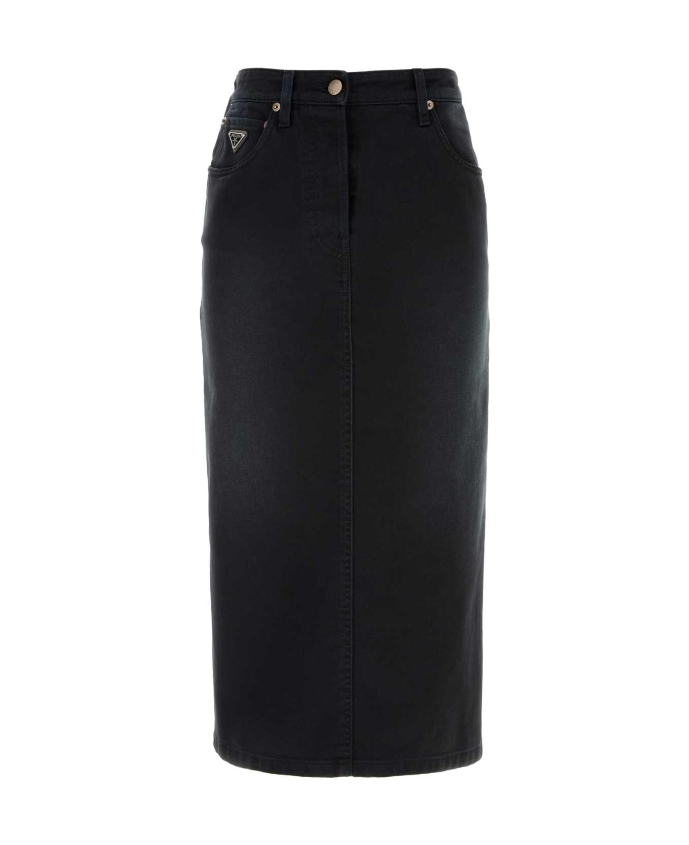 Prada Black Denim Skirt - Black