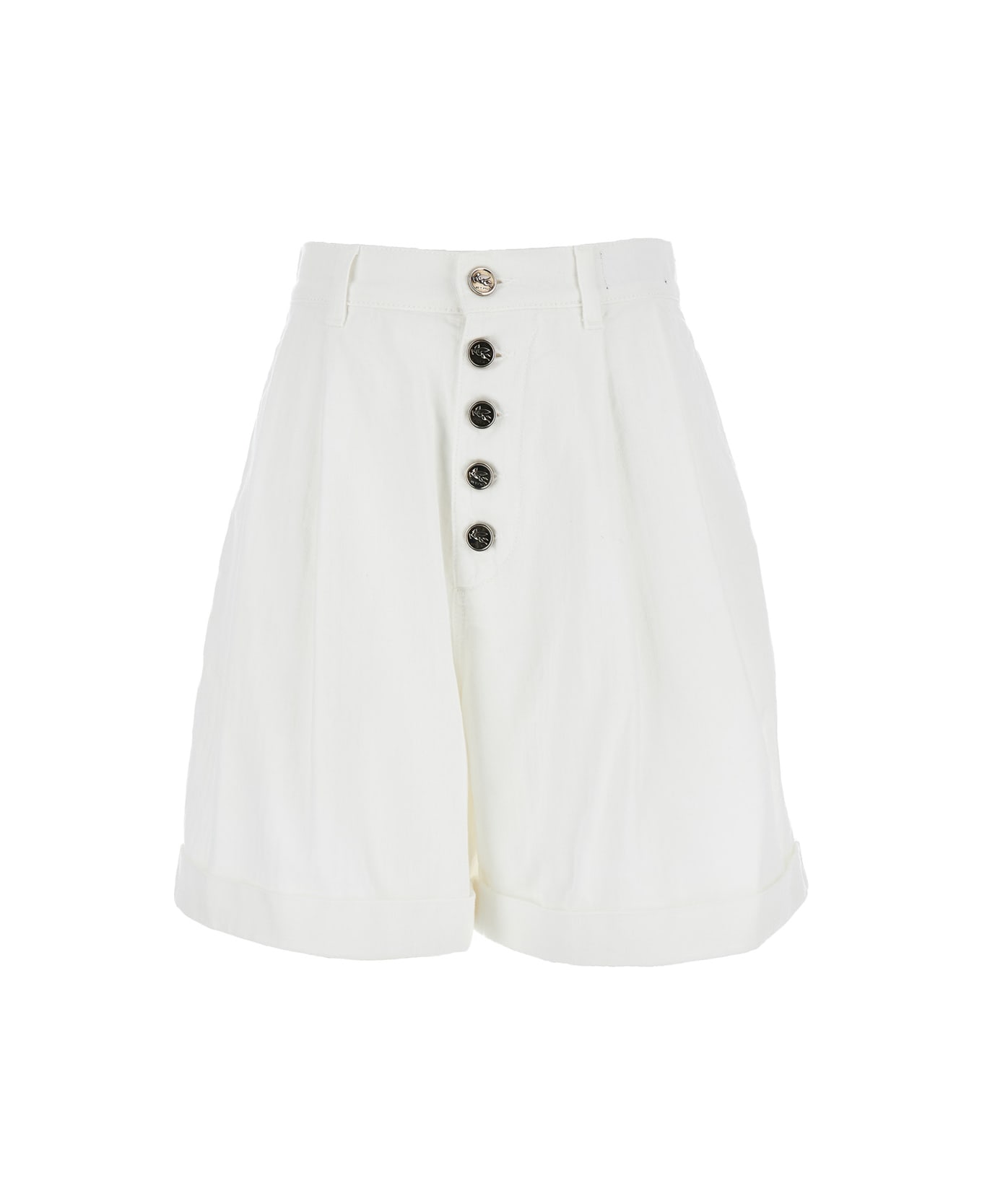 Etro White Bermuda Shorts In Cotton Woman - White