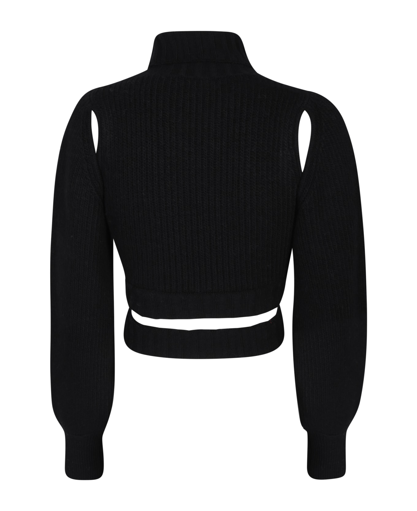 ANDREĀDAMO Cropped Black Sweater - Black ニットウェア
