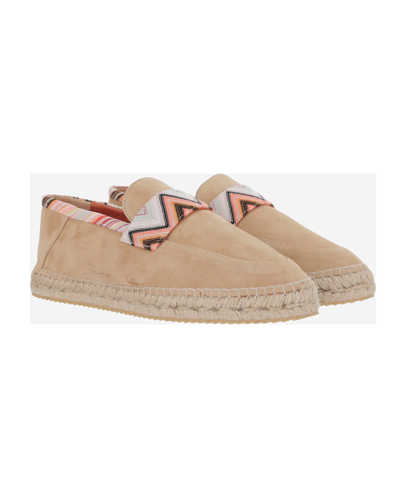 Missoni Viscose Blend Espadrilles With Zigzag Pattern - Beige レースアップシューズ