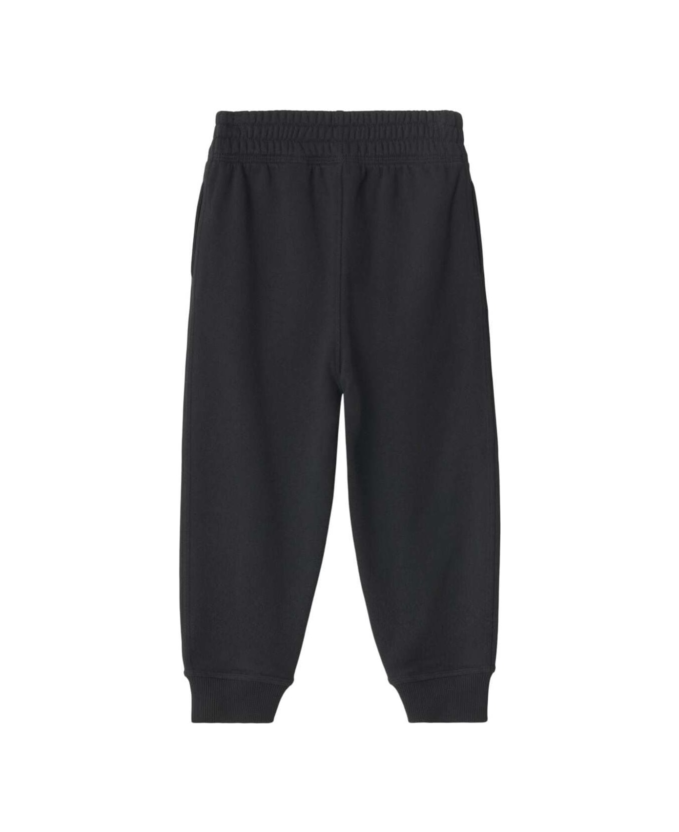 Burberry Black Joggers Pants With Ekd Patch In Cotton Boy - Black