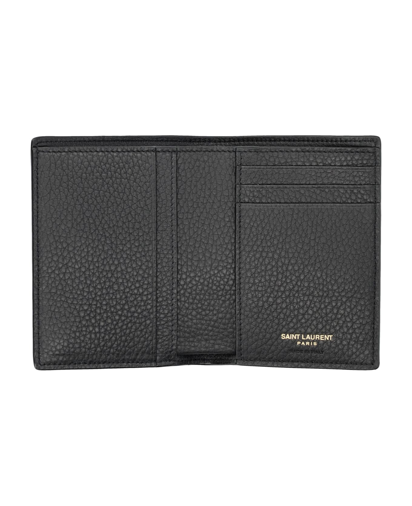 Saint Laurent Tiny Cassandre Credit Card Wallet - BLACK