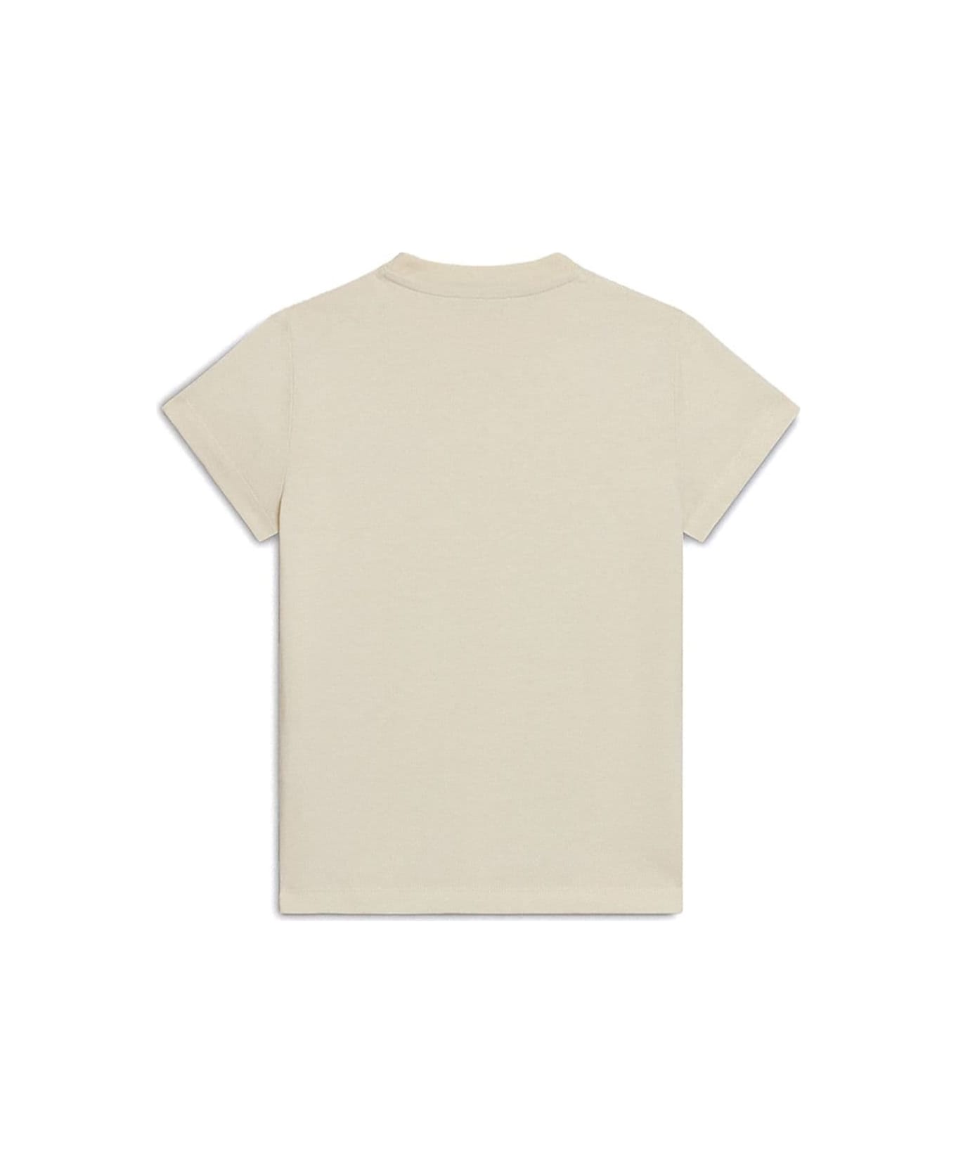 Golden Goose 'golden Eyes' White T-shirt With Round Neck And Logo On The Front In Cotton Girl - White