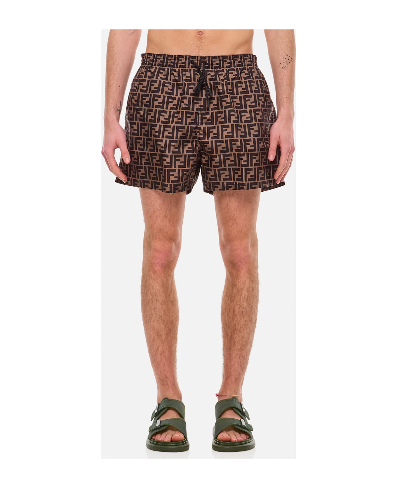 Fendi Ff Allover Swimshort - Brown