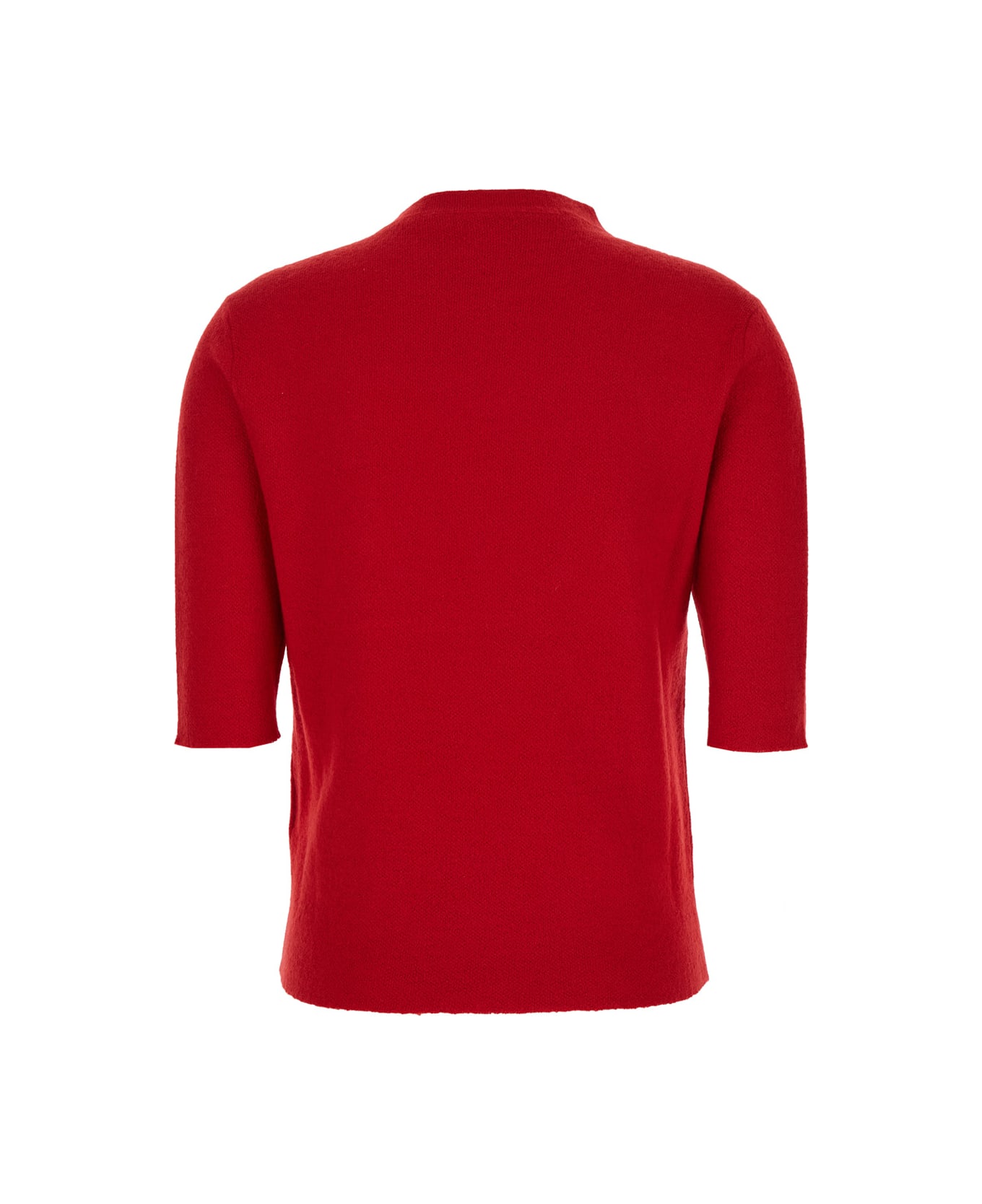 Fabiana Filippi Red Crew Neck Sweater With Short Sleeves In Virgin Wool Blend Woman - Red