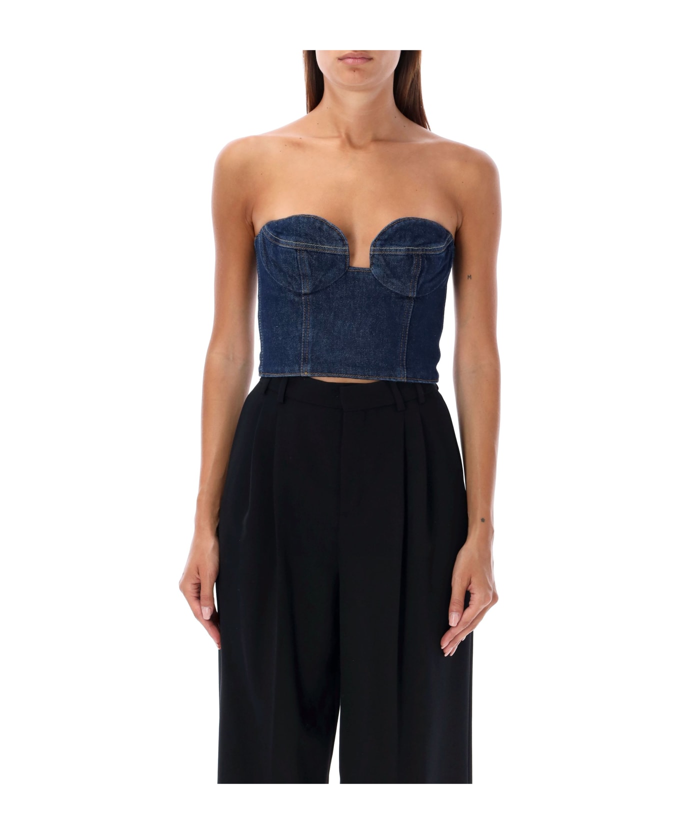 Magda Butrym Bustier Denim Top - NAVY