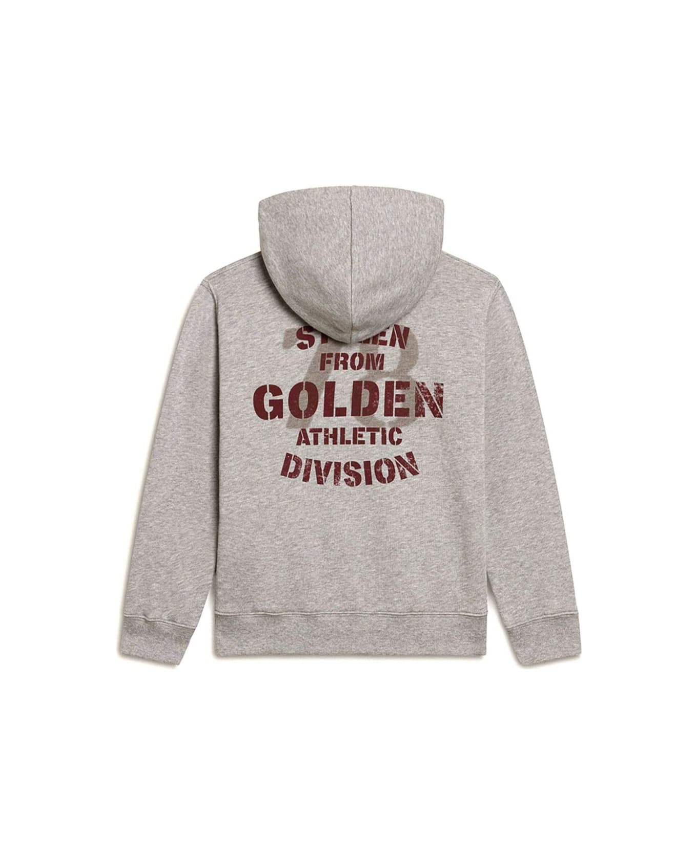 Golden Goose Grey Sweatshirt With Hood And Maxi Logo Print On The Rear In Cotton Boy - Grey