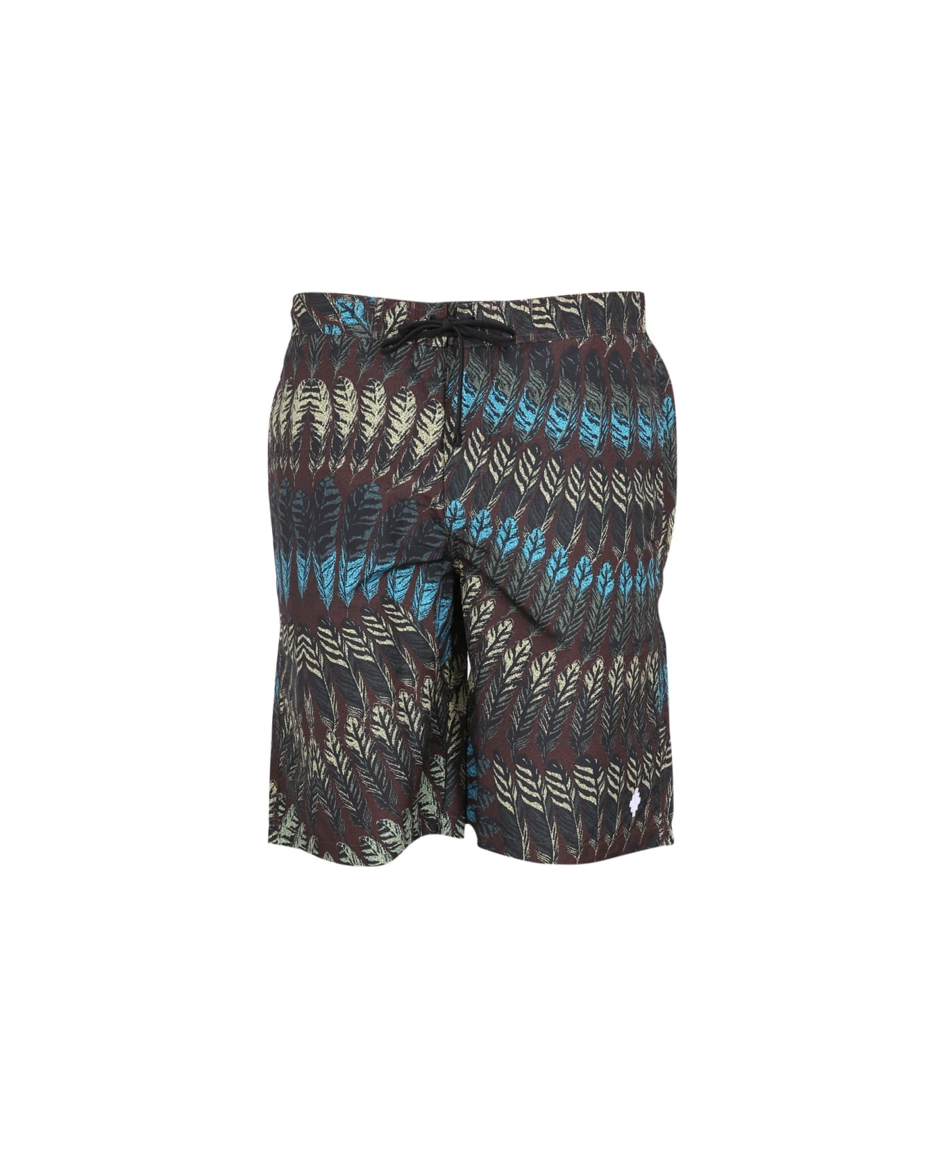 Marcelo Burlon Logo Print Boxer Swimsuit - BROWN