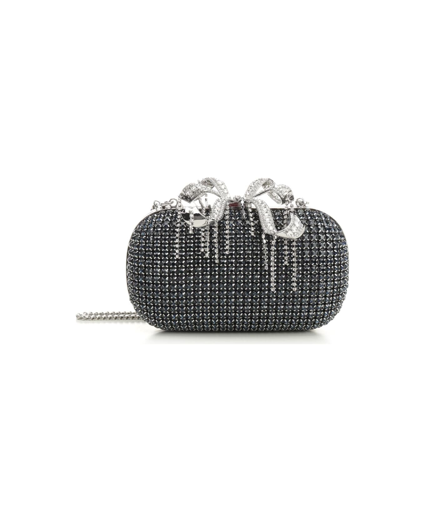 self-portrait Navy Chainmail Clutch - Blue