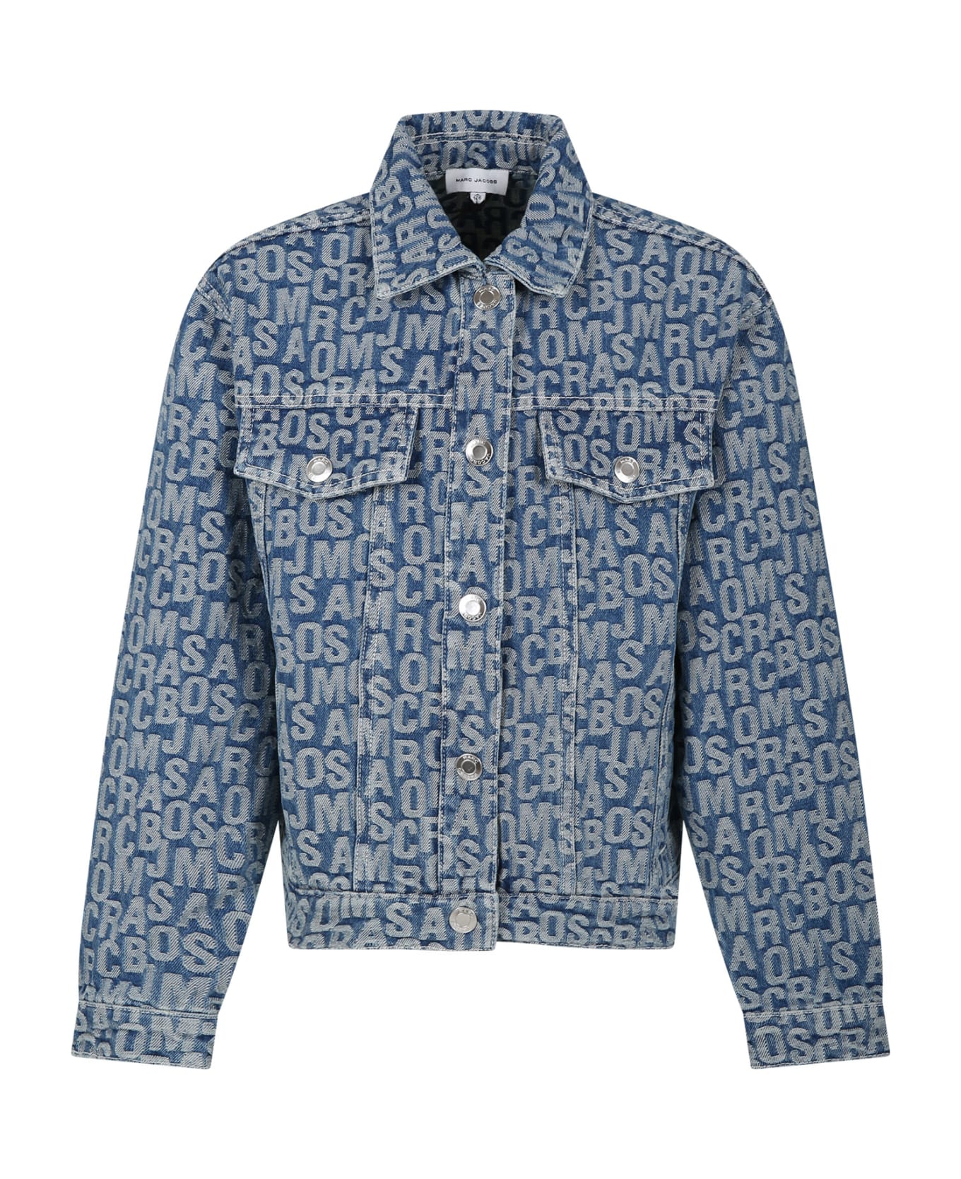 Marc Jacobs Denim Jacket For Kids With All-over Logo - Denim