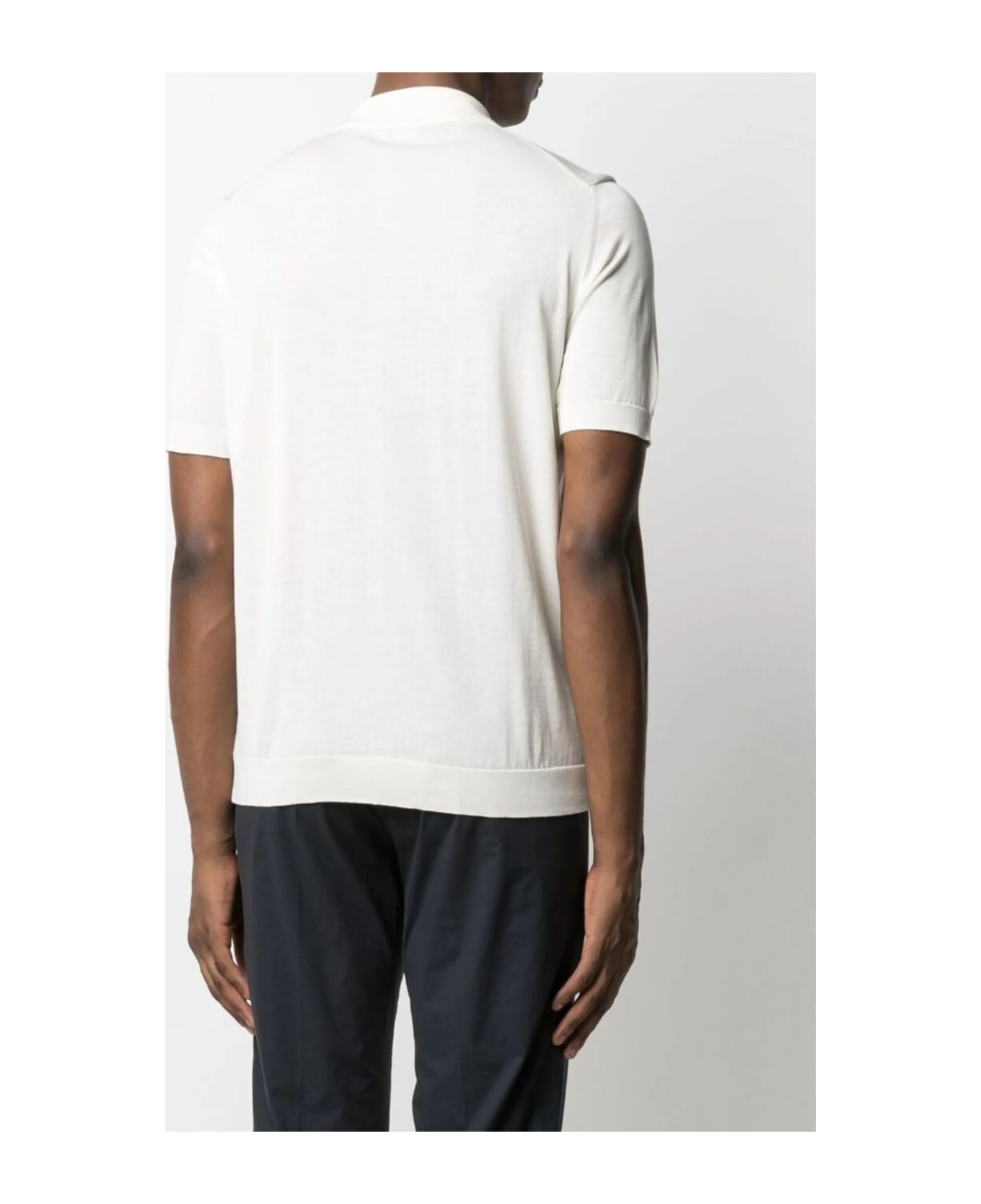 Drumohr Ivory White Cotton T-shirt - White ポロシャツ