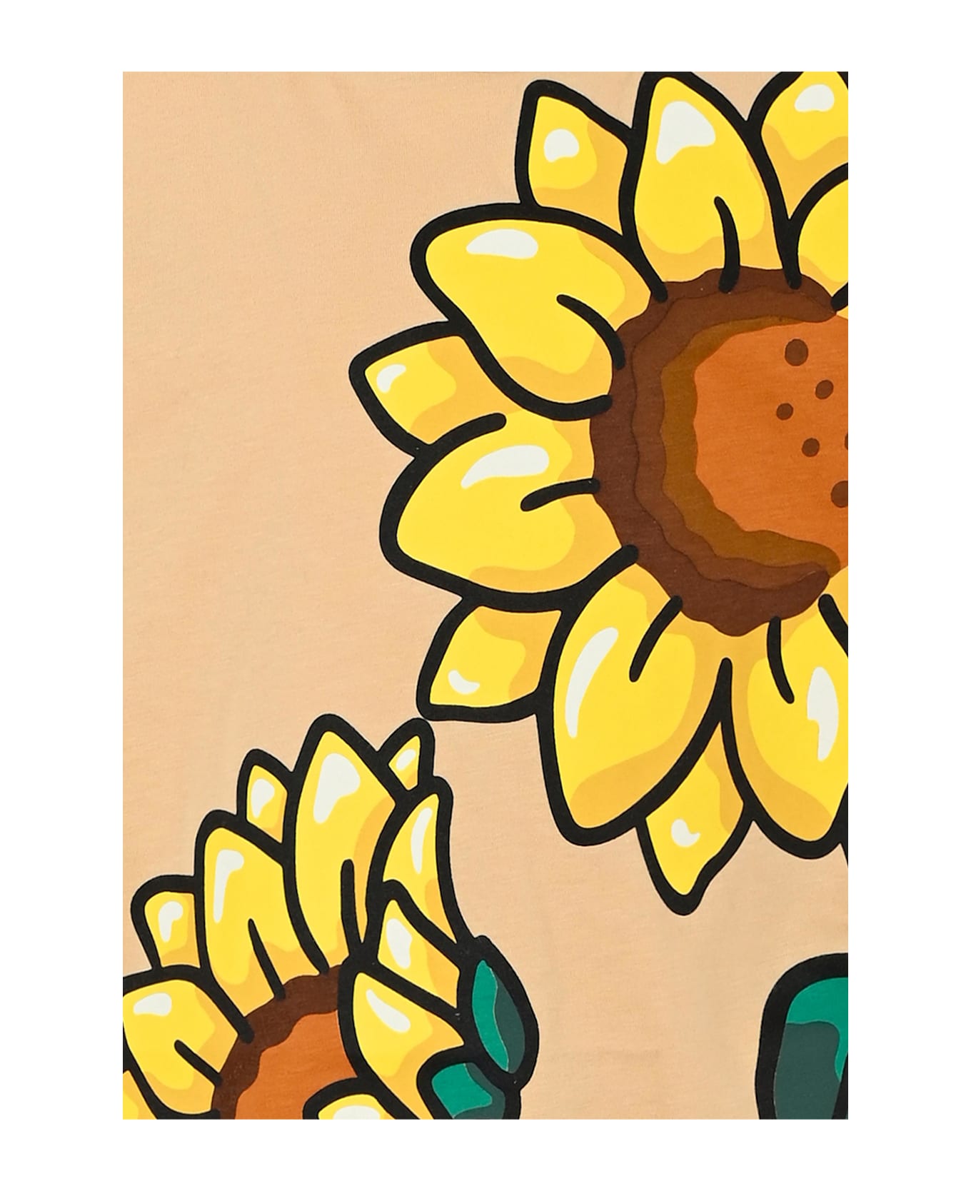 Kenzo Kids Beige T-shirt For Girl With Sunflower - Beige
