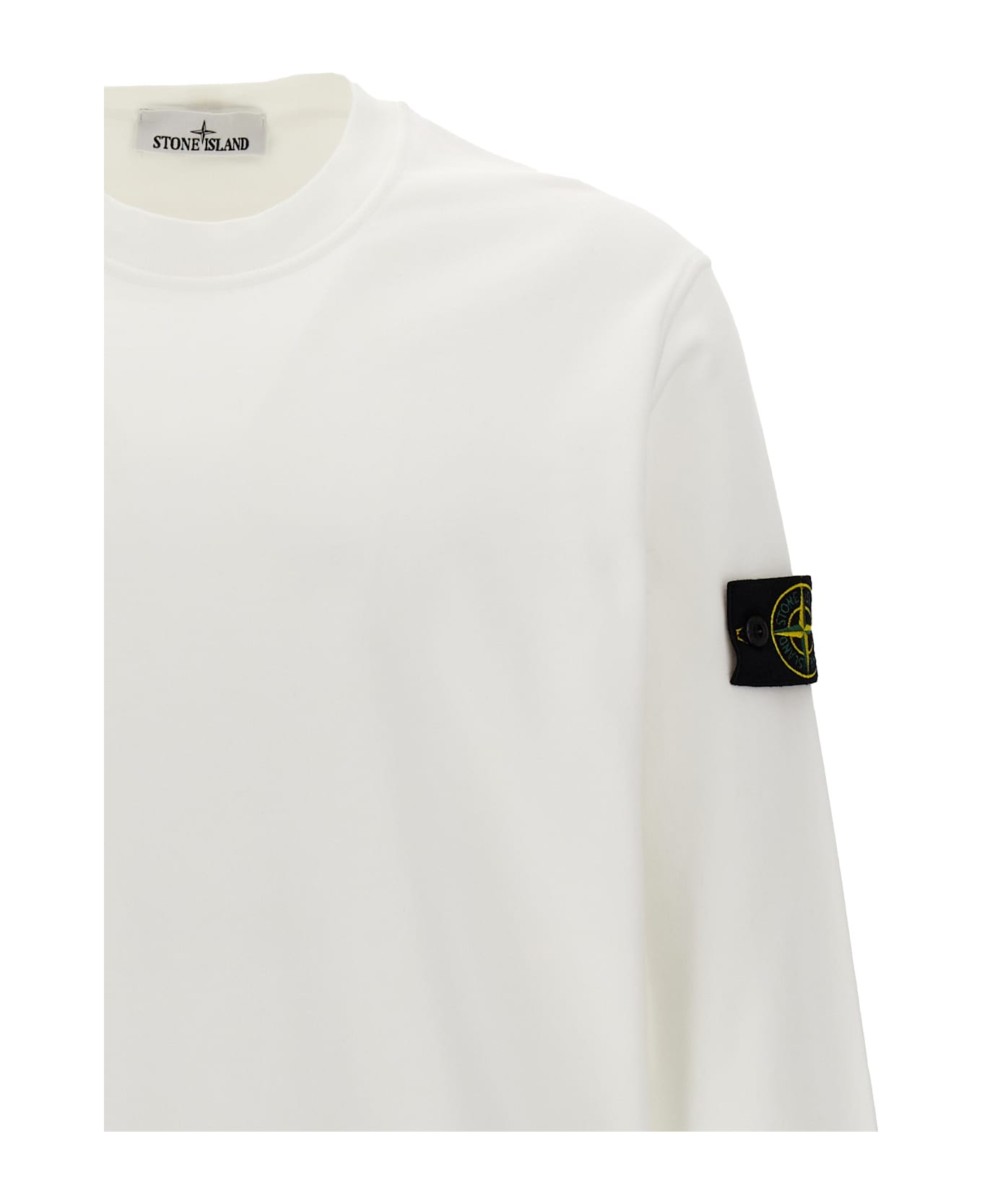 Stone Island Logo Badge Sweatshirt - White