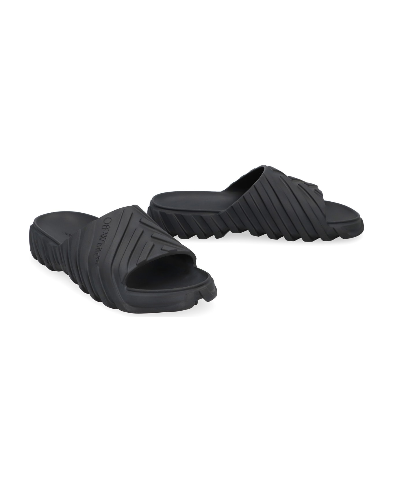 Off-White Exploration Rubber Slides - black