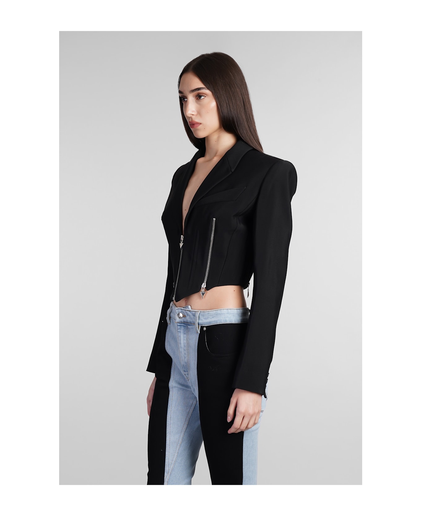 Mugler Casual Jacket In Black Wool - black