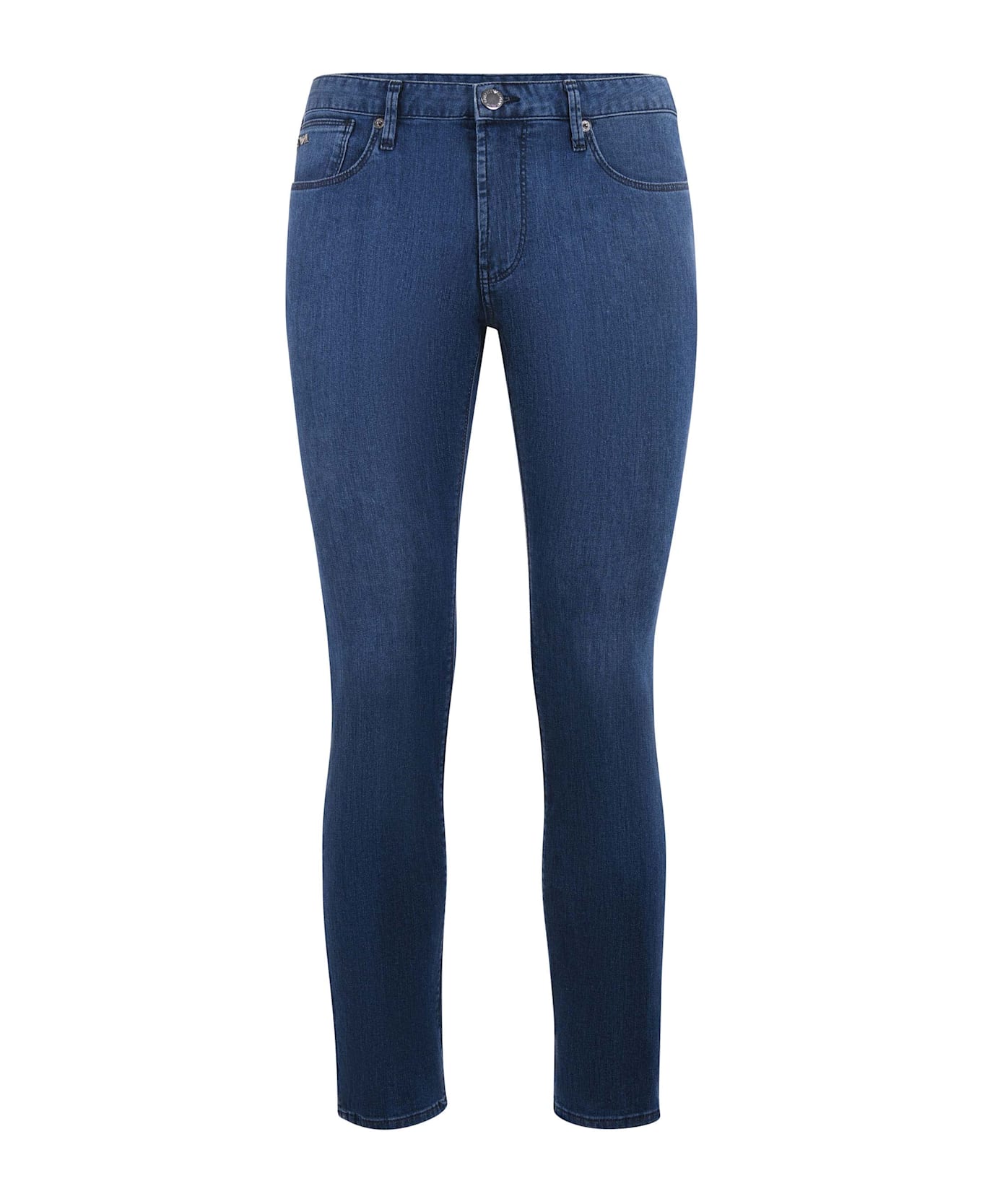 Emporio Armani Logo Plaque Slim-fit Jeans - Denim