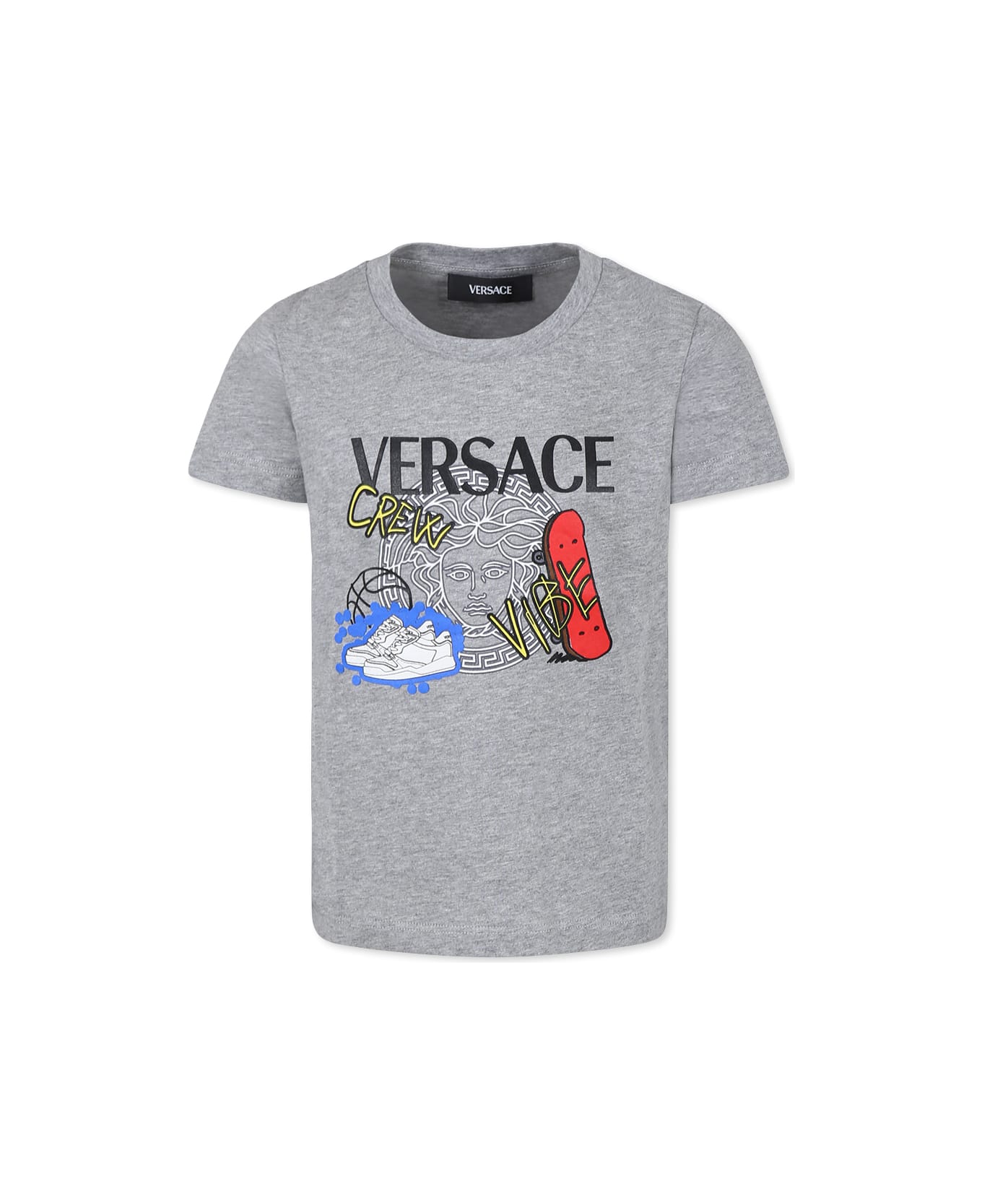 Versace Grey T-shirt For Boy With Logo - Grey
