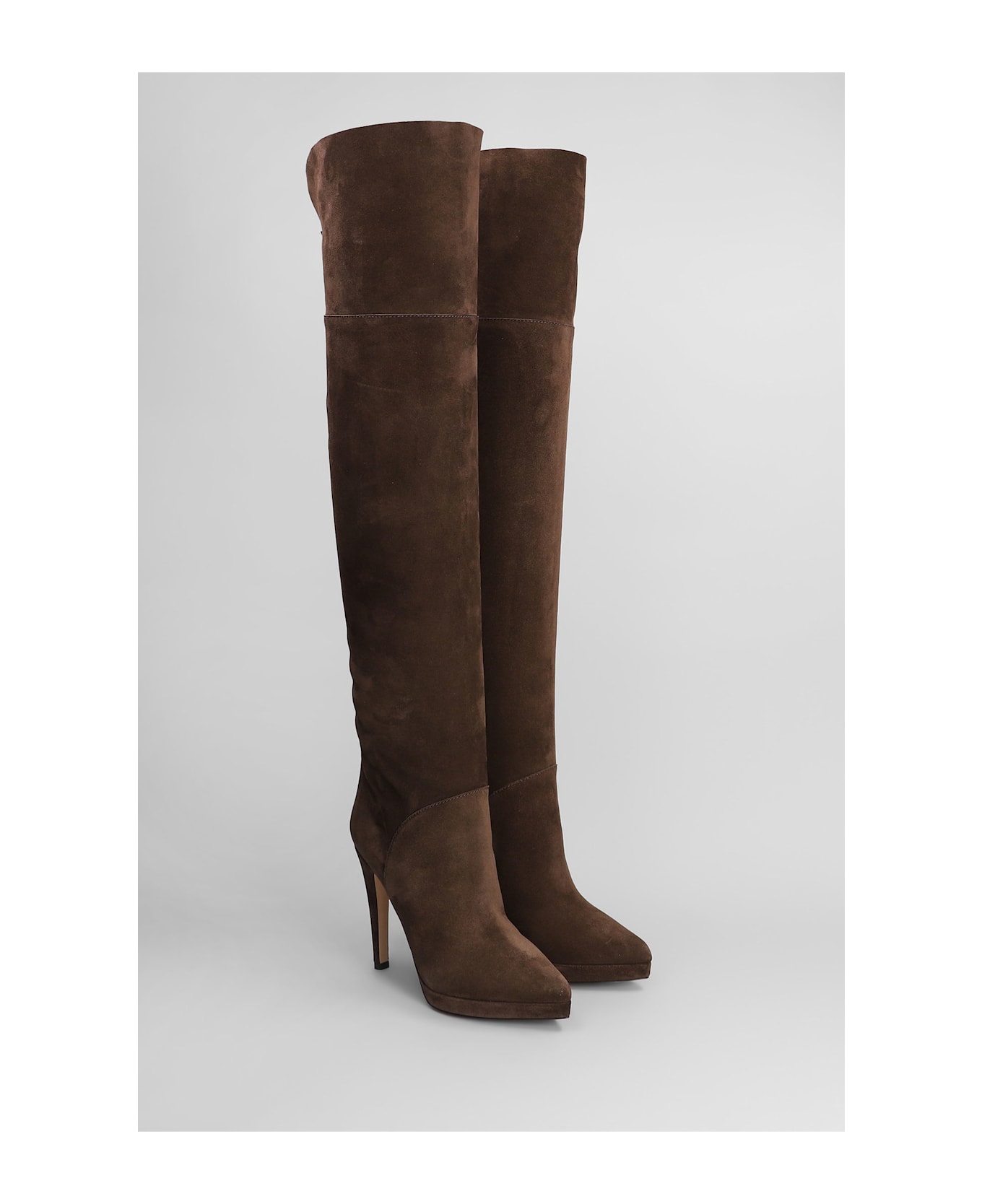 Casadei Michelle High Heels Boots In Brown Suede - brown