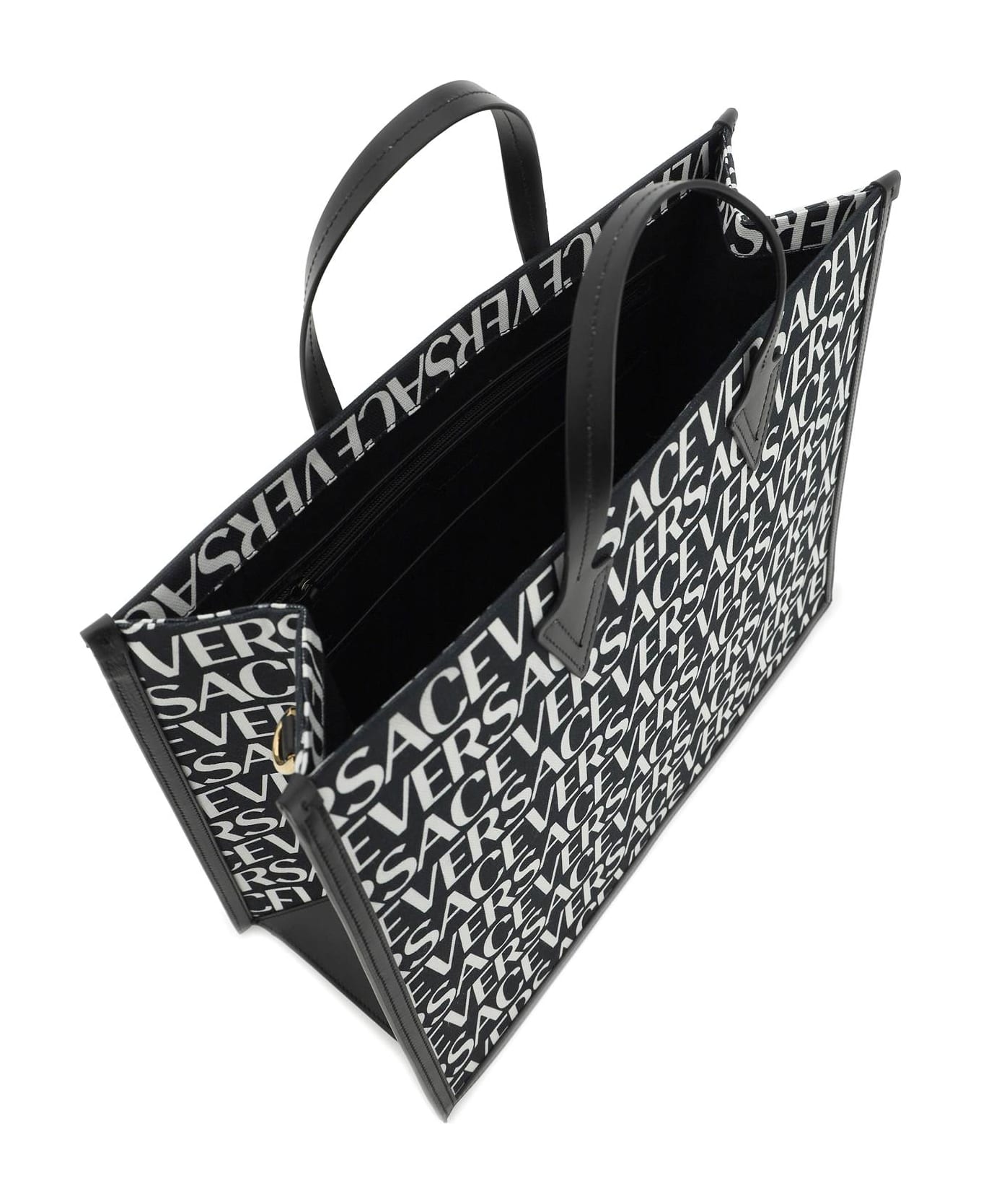 Versace Tote Bag With All-over Logo - Black
