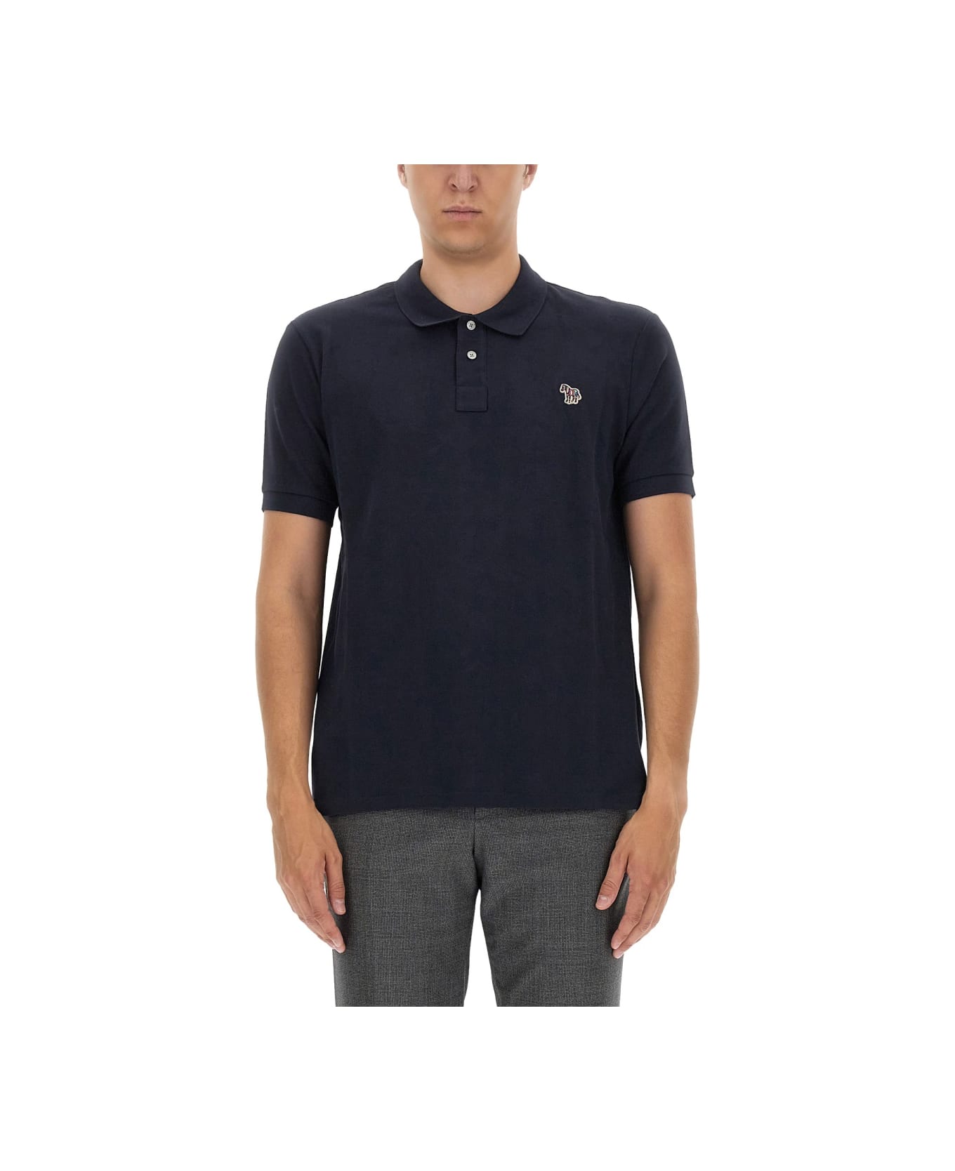 Paul Smith Polo With Logo Patch - Blue