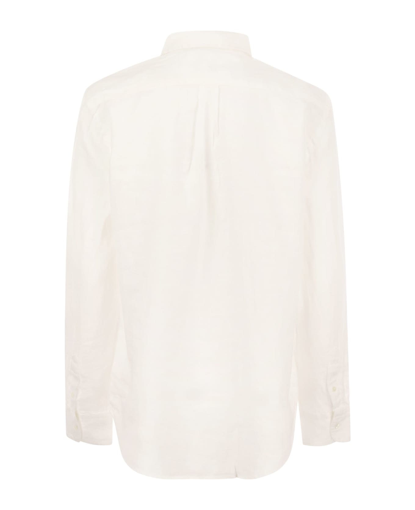 Polo Ralph Lauren Relaxed-fit Short Shirt In White Linen - Bianco