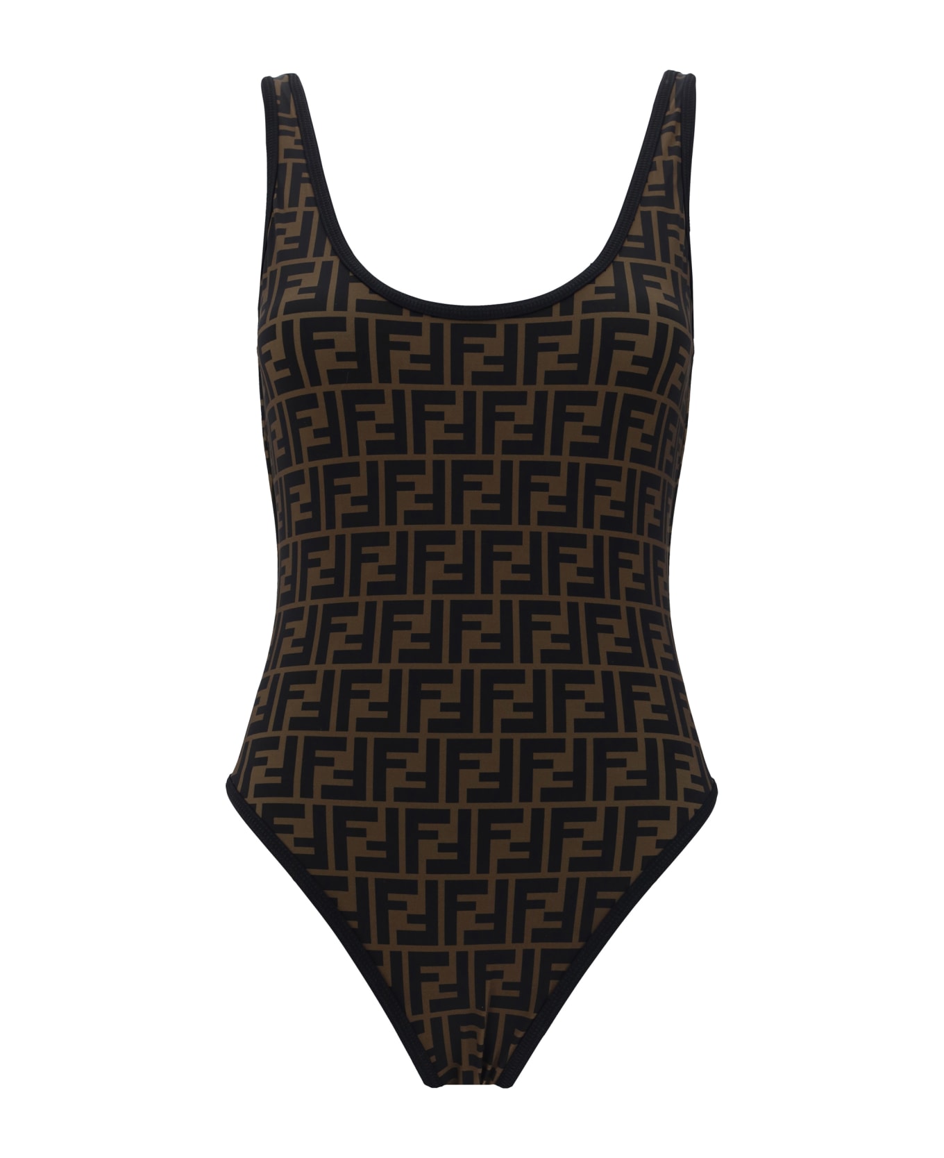 Fendi Ff Logo Printed Swimsuit - Black