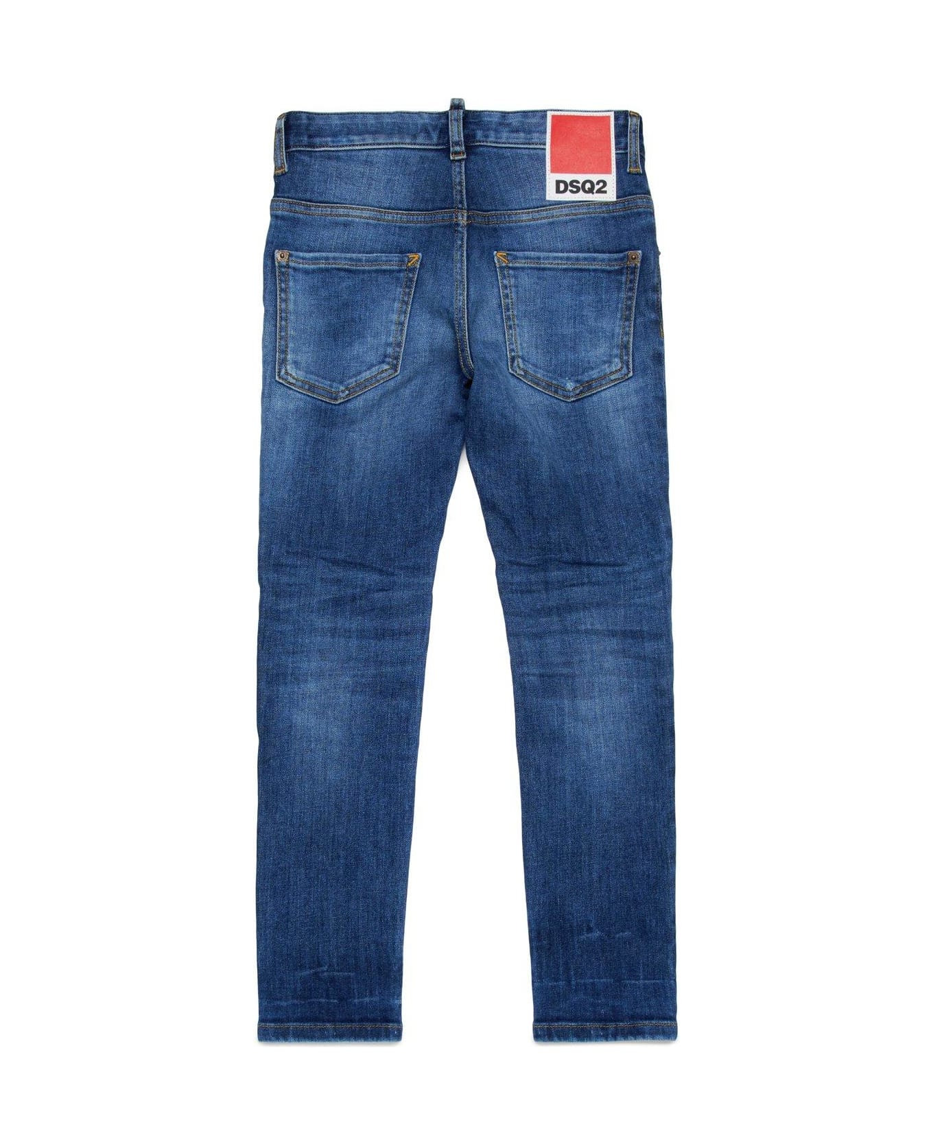 Dsquared2 Skater Logo Patch Distressed Jeans - Blue Denim