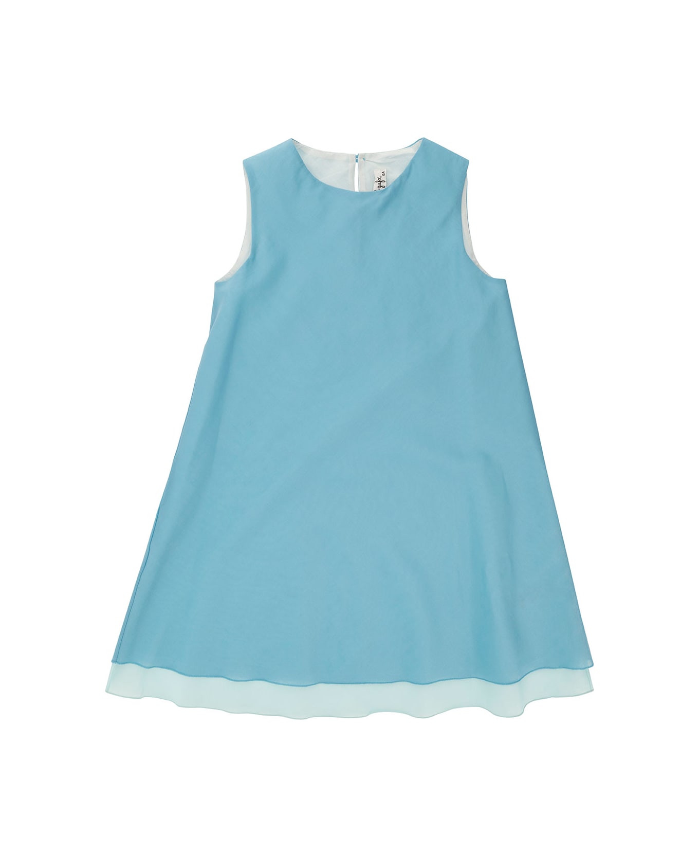 Il Gufo Light Blue Crewneck Sleeveless Dress In Cotton Girl - Light blue ワンピース＆ドレス