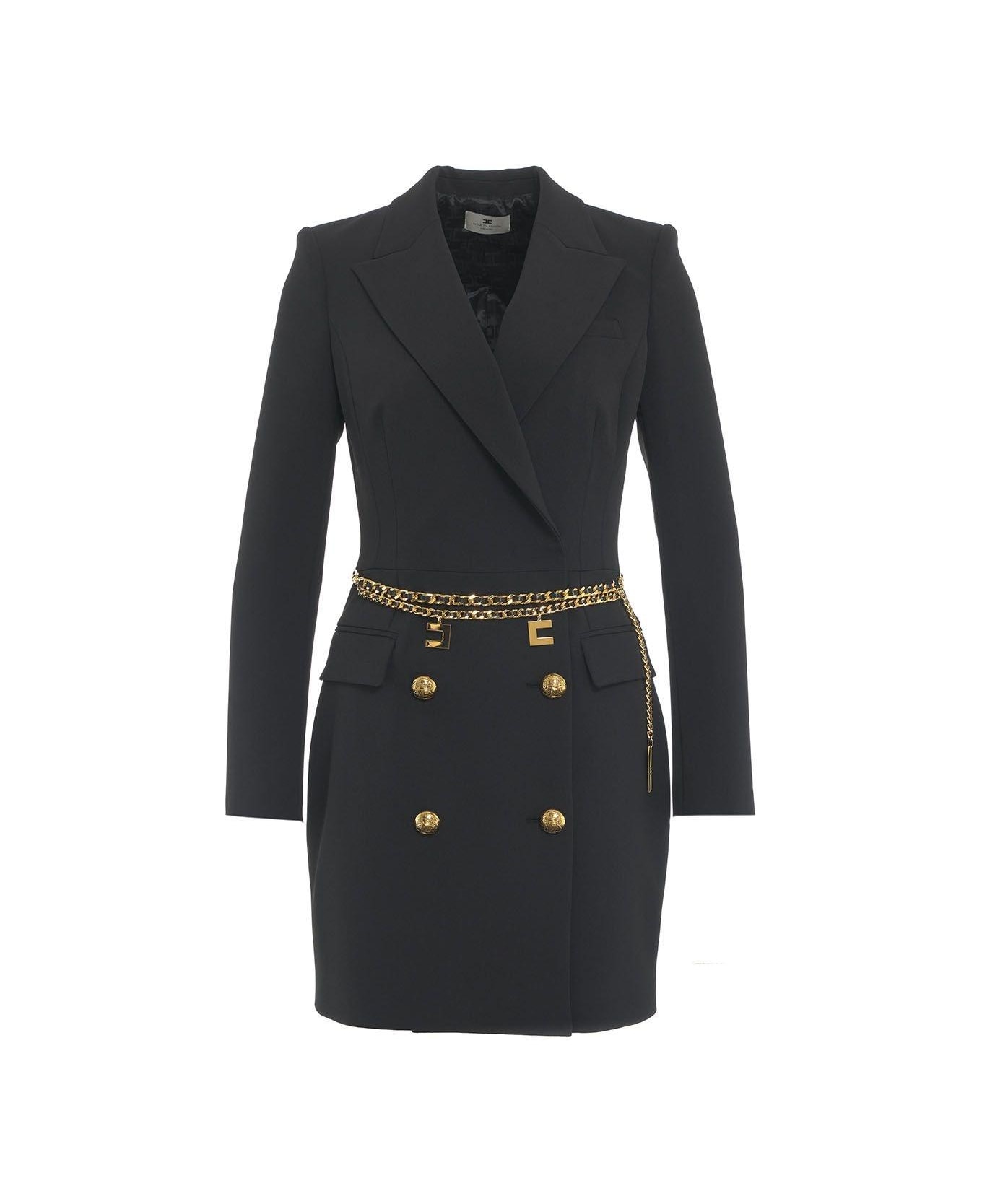 Elisabetta Franchi Belted Stretch Coat Dress - Nero