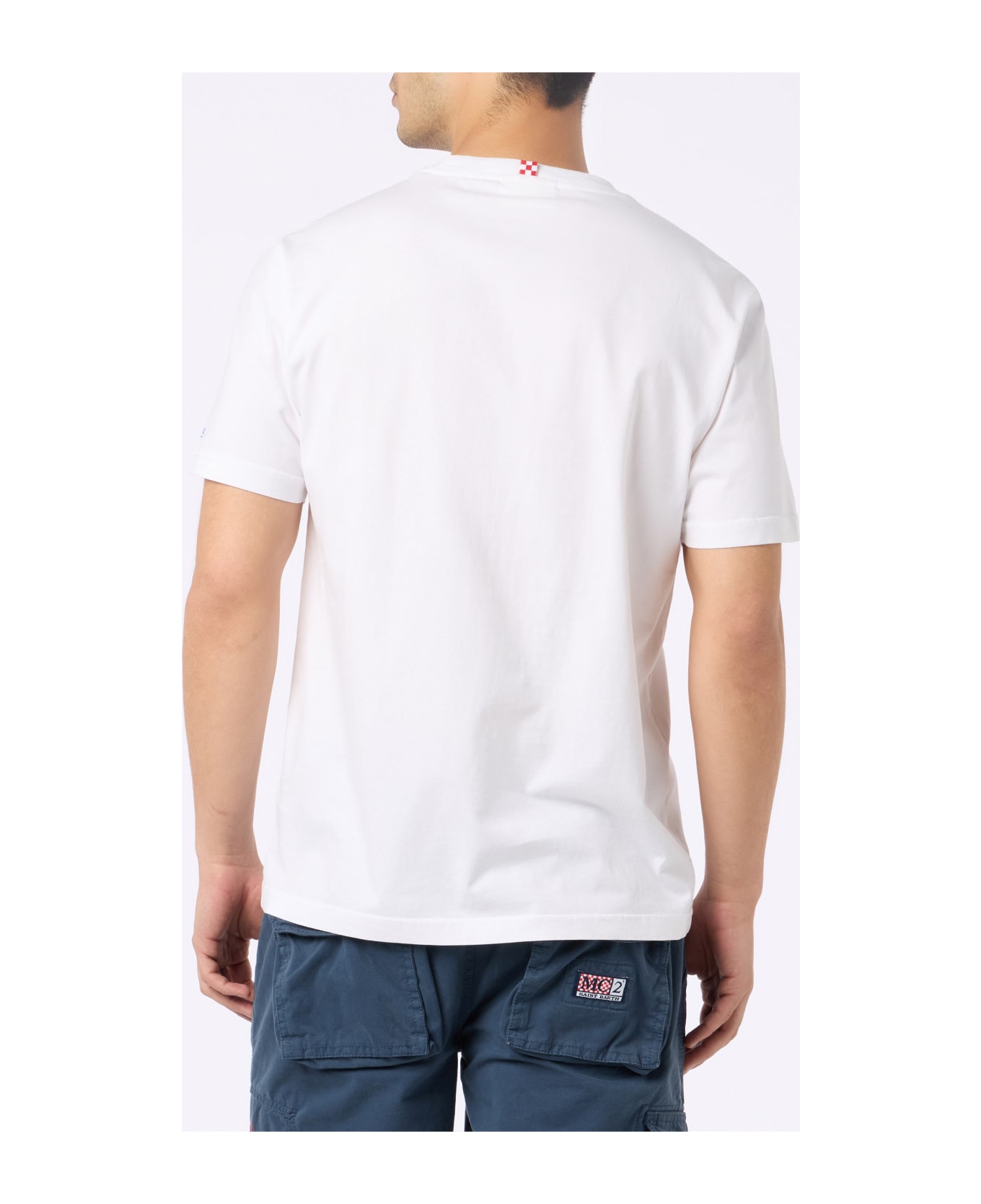 MC2 Saint Barth Man Cotton T-shirt With Gin Tonic Obsessed Embroidery - WHITE