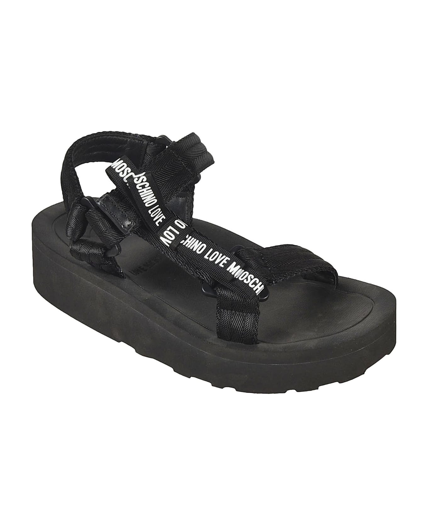 Love Moschino Logo Strap Sandals - Black
