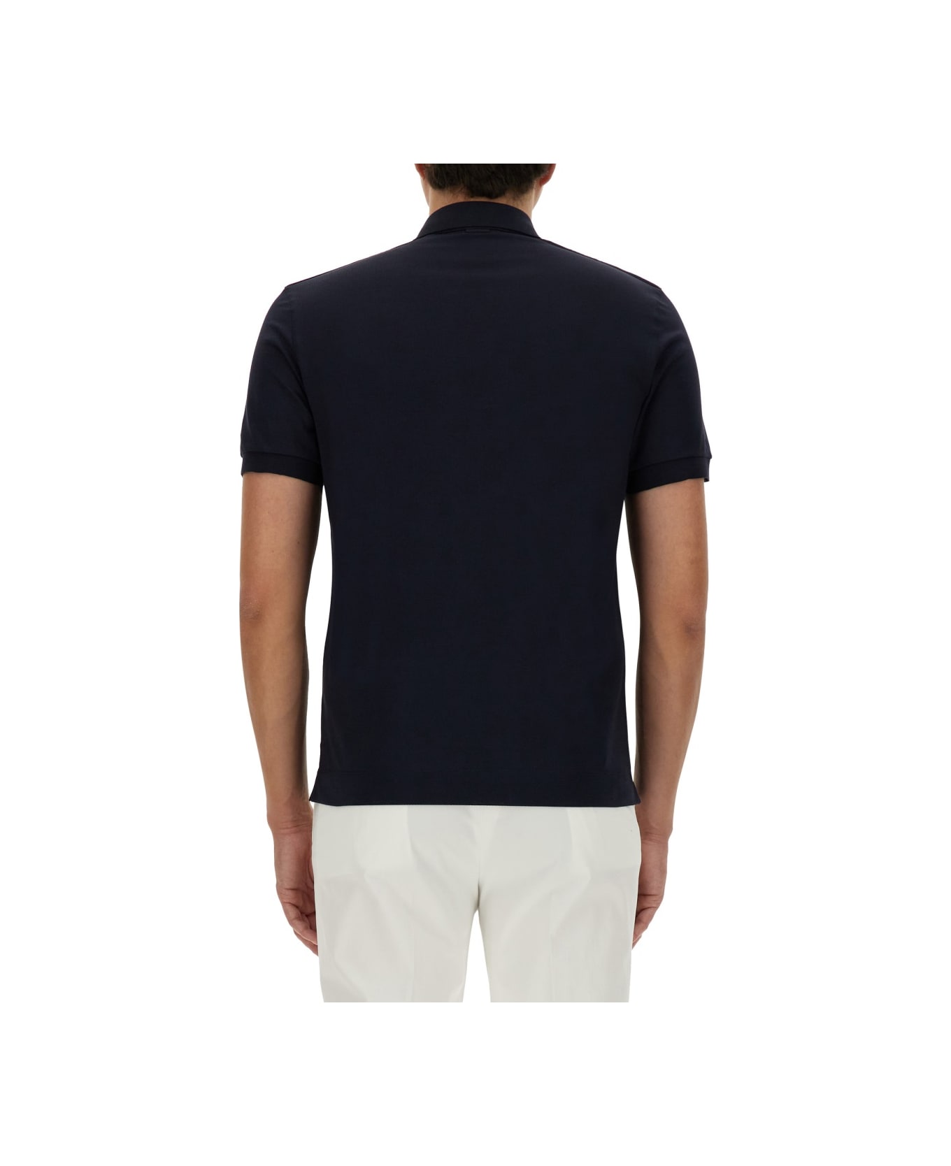 Zegna Cotton And Silk Polo Shirt - BLUE
