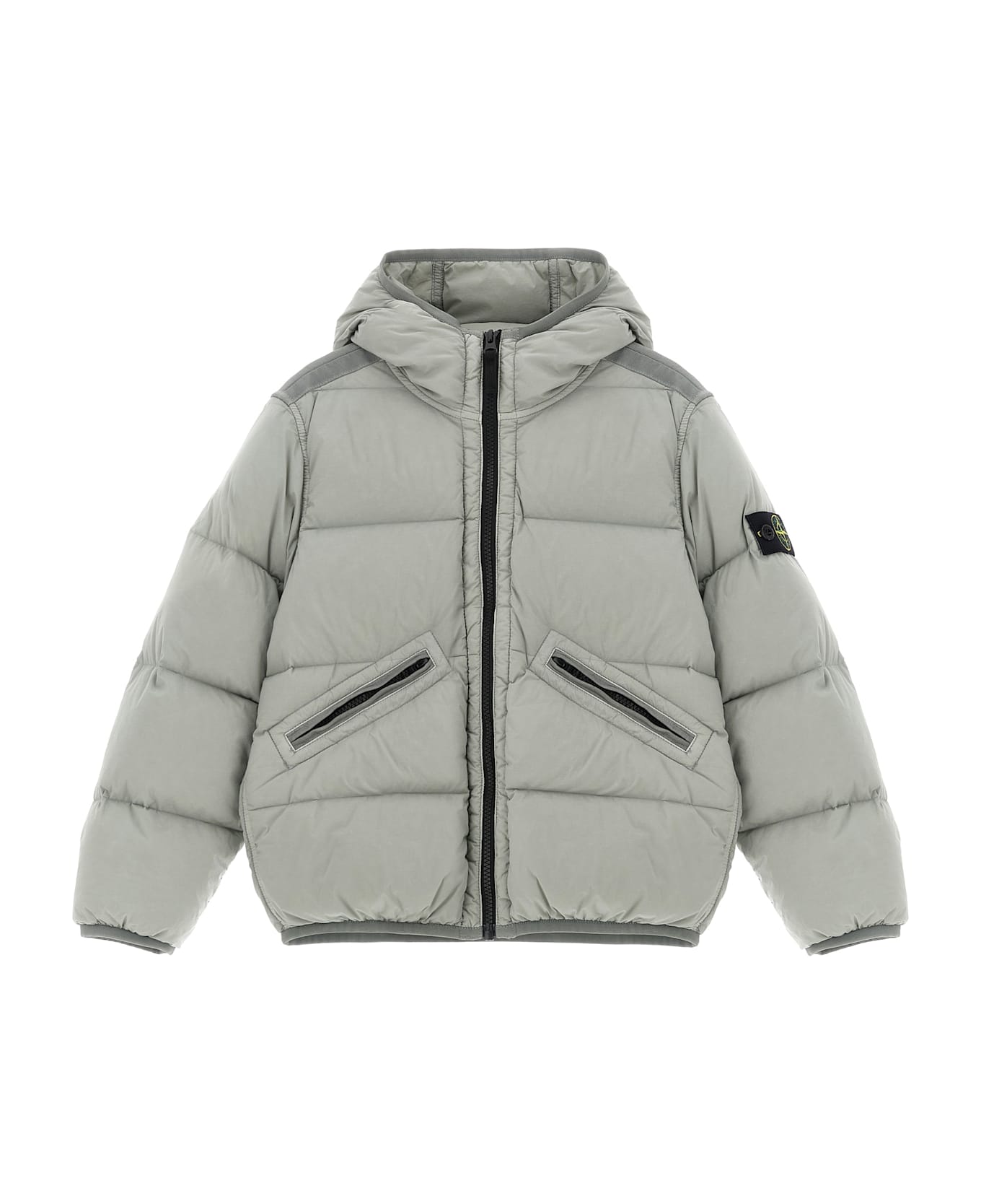 Stone Island Junior Logo Badge Down Jacket - Gray