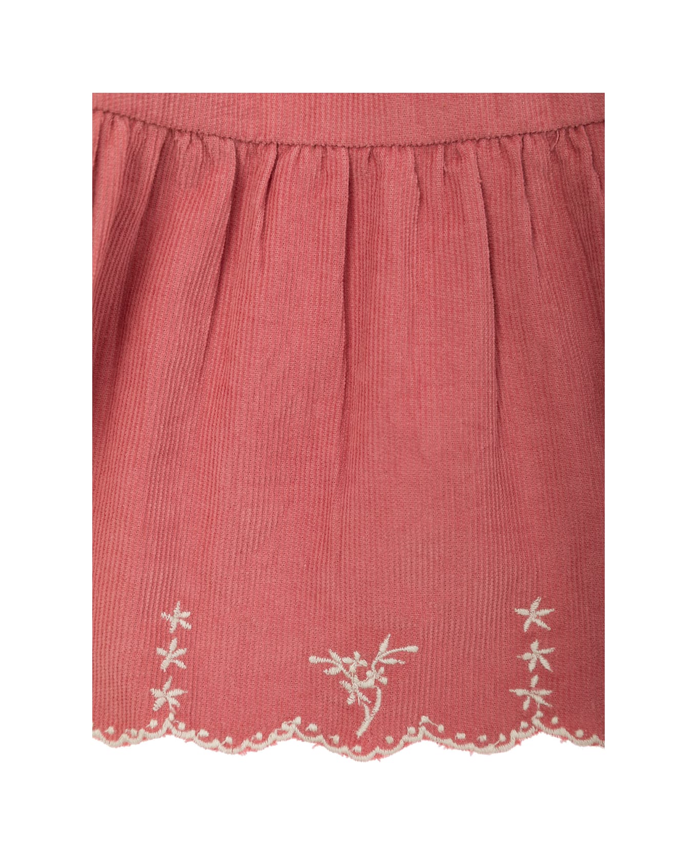 Emile Et Ida Pink Dress With Frill Detail And Embroideries In Cotton Woman - Pink ワンピース＆ドレス