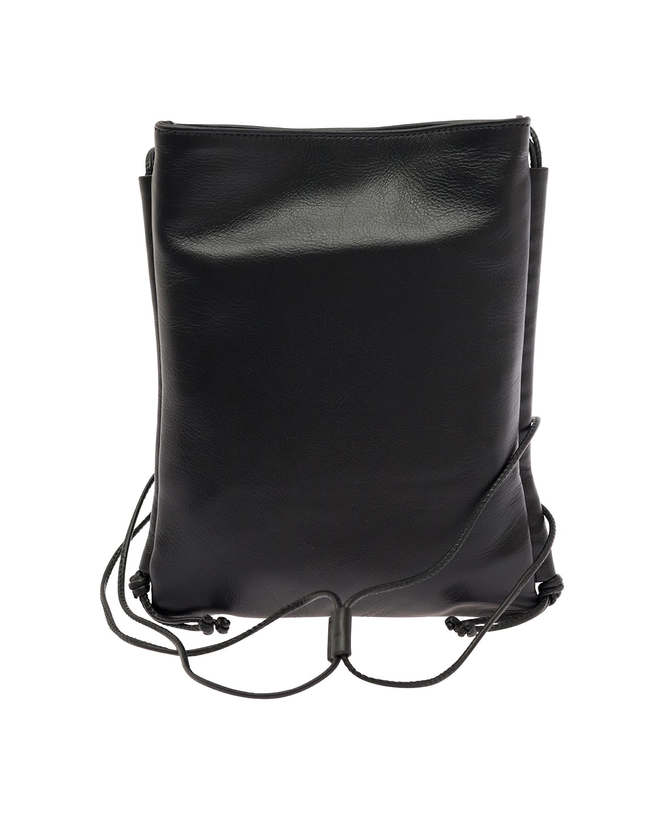 Hereu 'trena' Black Flat Square Crossbody Bag In Handwoven Leather Woman - Black トートバッグ