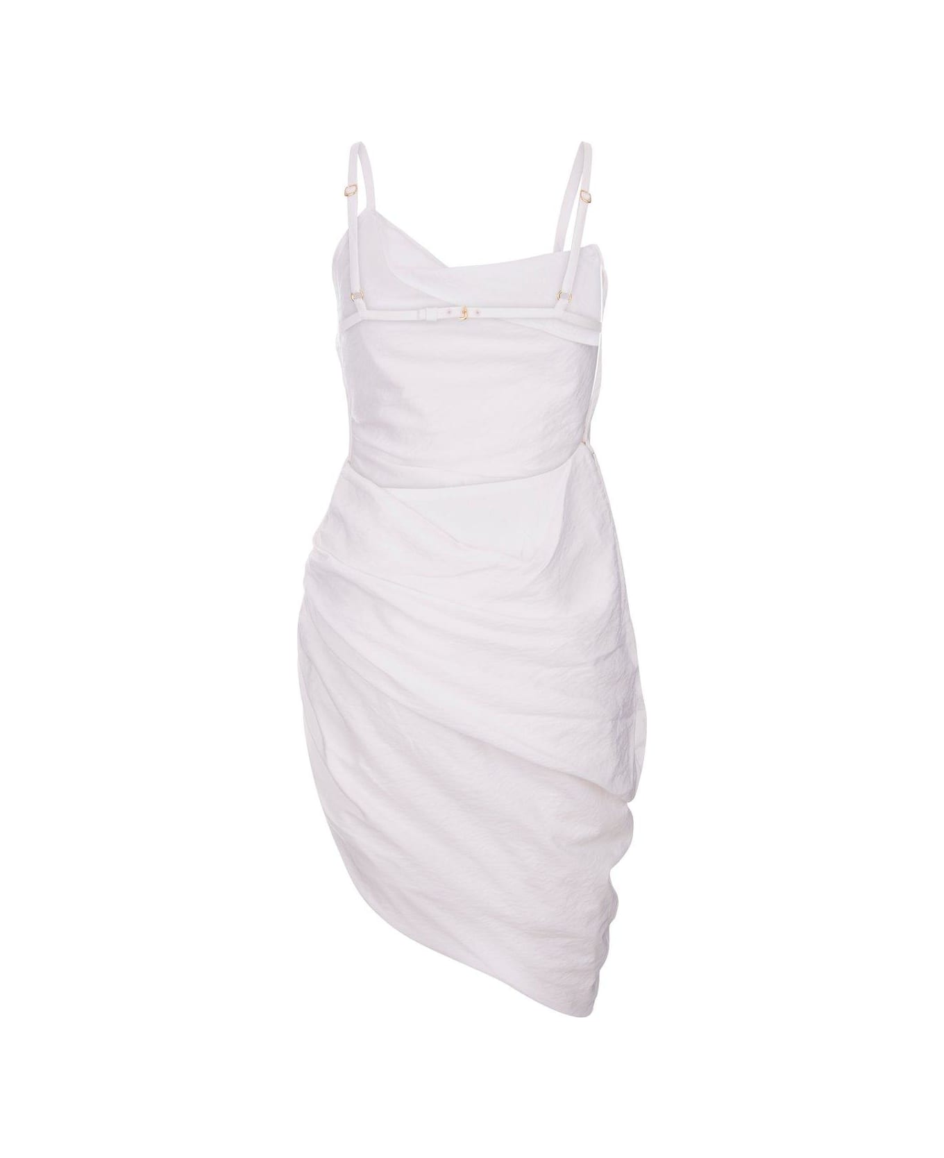Jacquemus Asymmetrical Gathered Dress - White