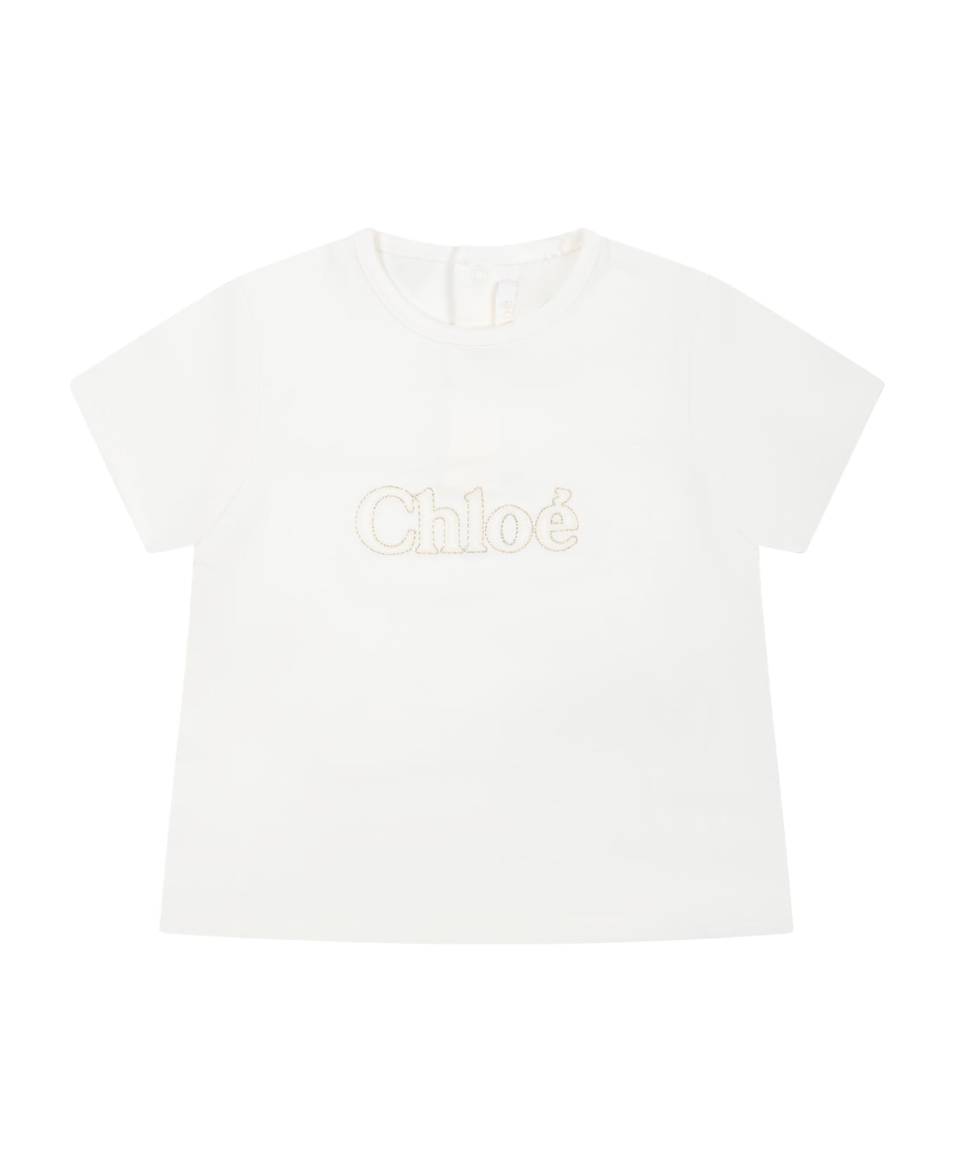 Chloé White T-shirt For Baby Girl With Logo - White