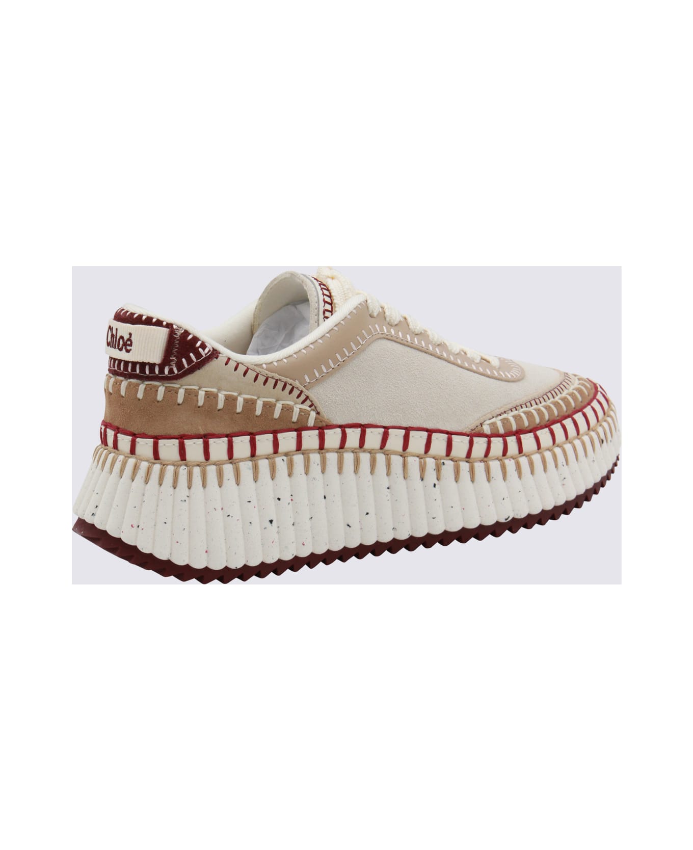 Chloé Beige And Red Nama Sneakers - BEIGE/PURPLE