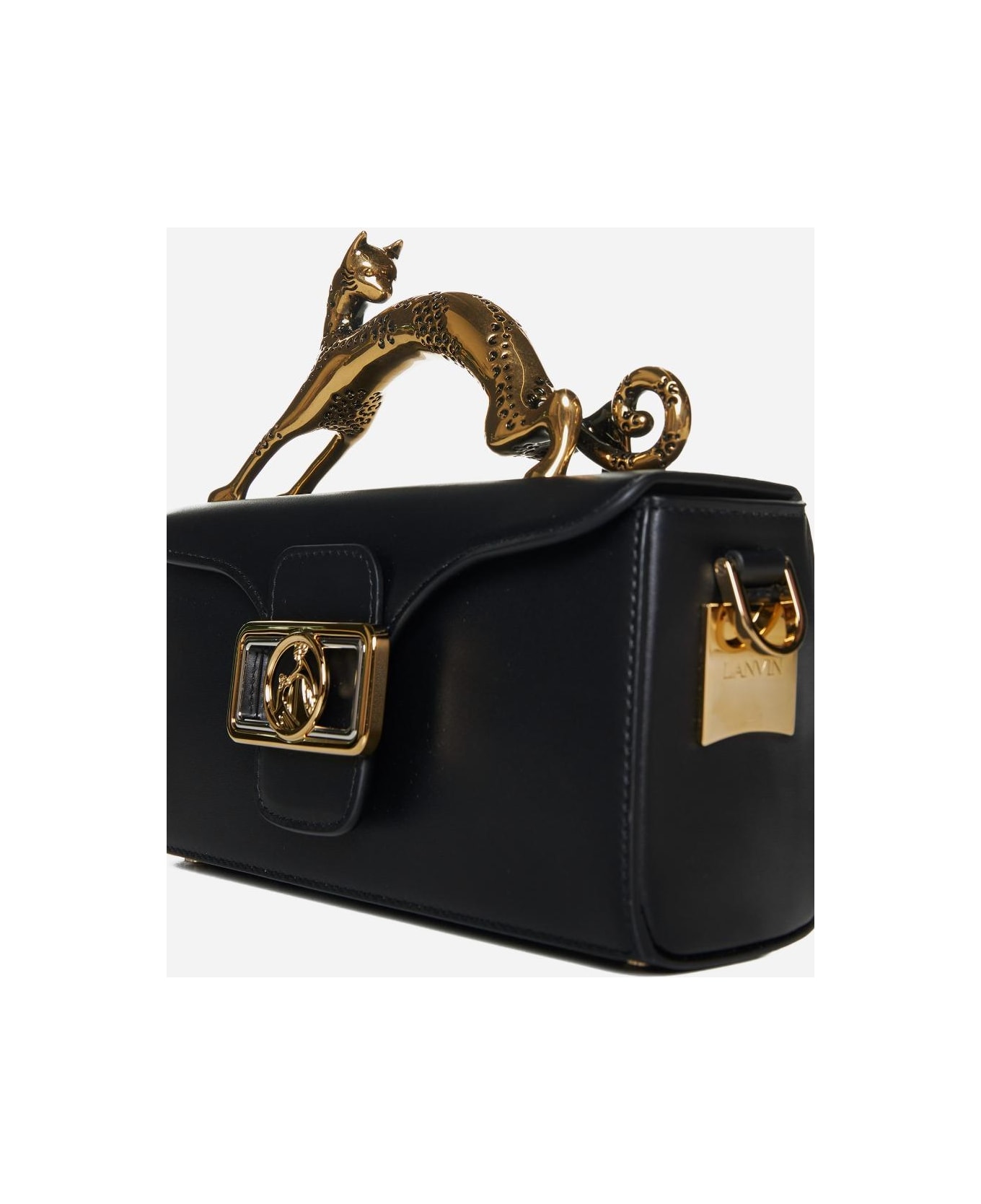 Lanvin Black Nano Pencil Cat Top Handle Bag - Black