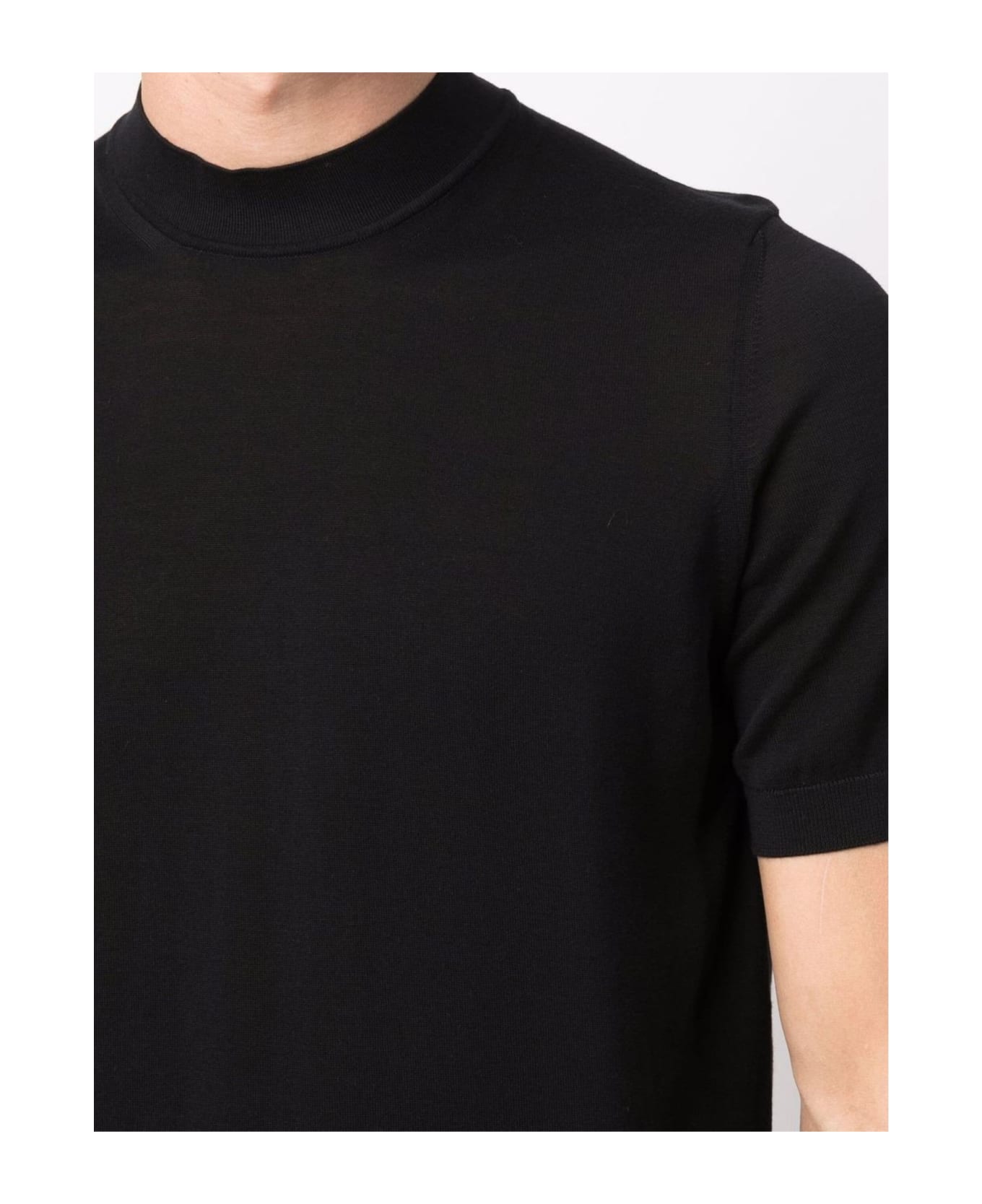 Drumohr Black Cotton T-shirt - Black