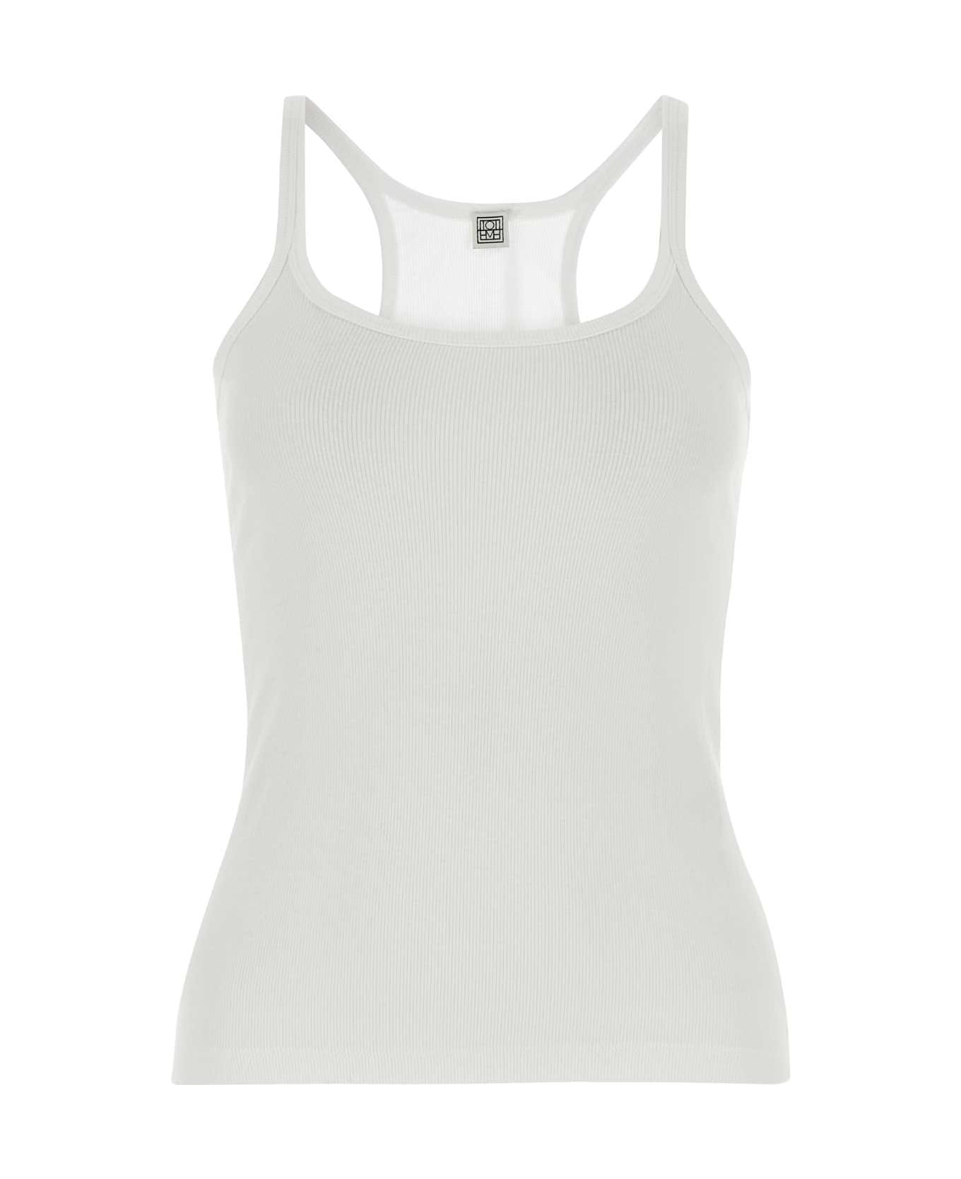 Totême White Stretch Cotton Tank Top - White