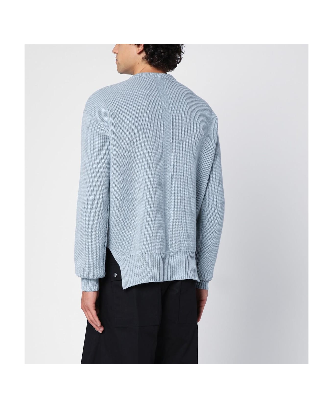 Rick Owens Light Blue Wool Crew-neck Sweater - Perla