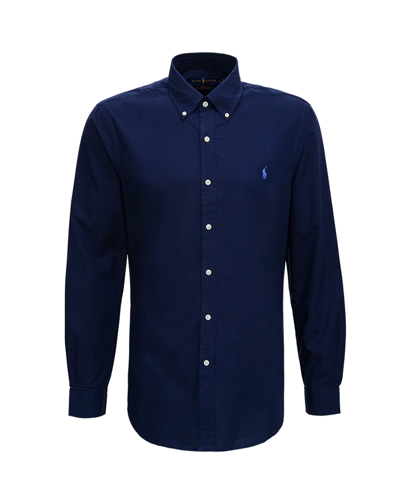 Ralph Lauren Blue Cotton Shirt With Logo - Newport Navy