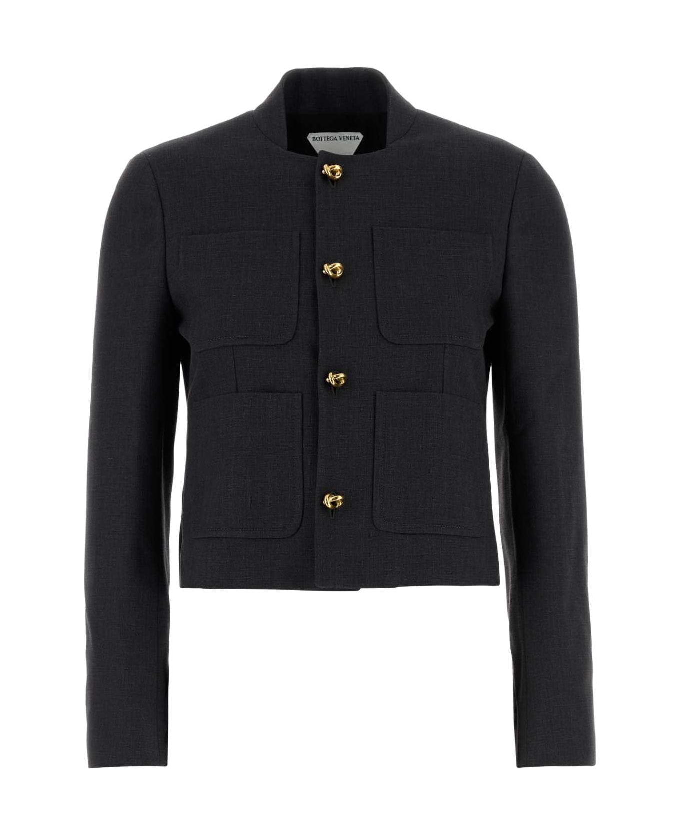 Bottega Veneta Graphite Cotton Blend Blazer - ANTRACITE